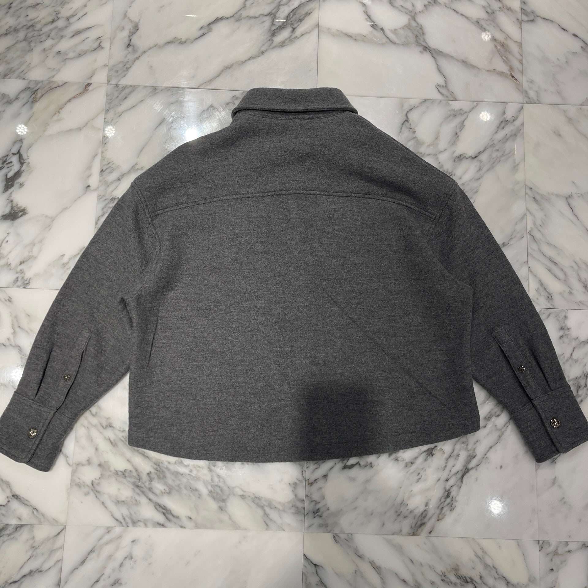 CHROME HEARTS Y NOT Cross Ball Button Wool Shirt Jacket Size L クロムハーツ ワイノット クロスボールボタン ウール ジャケット サイズL