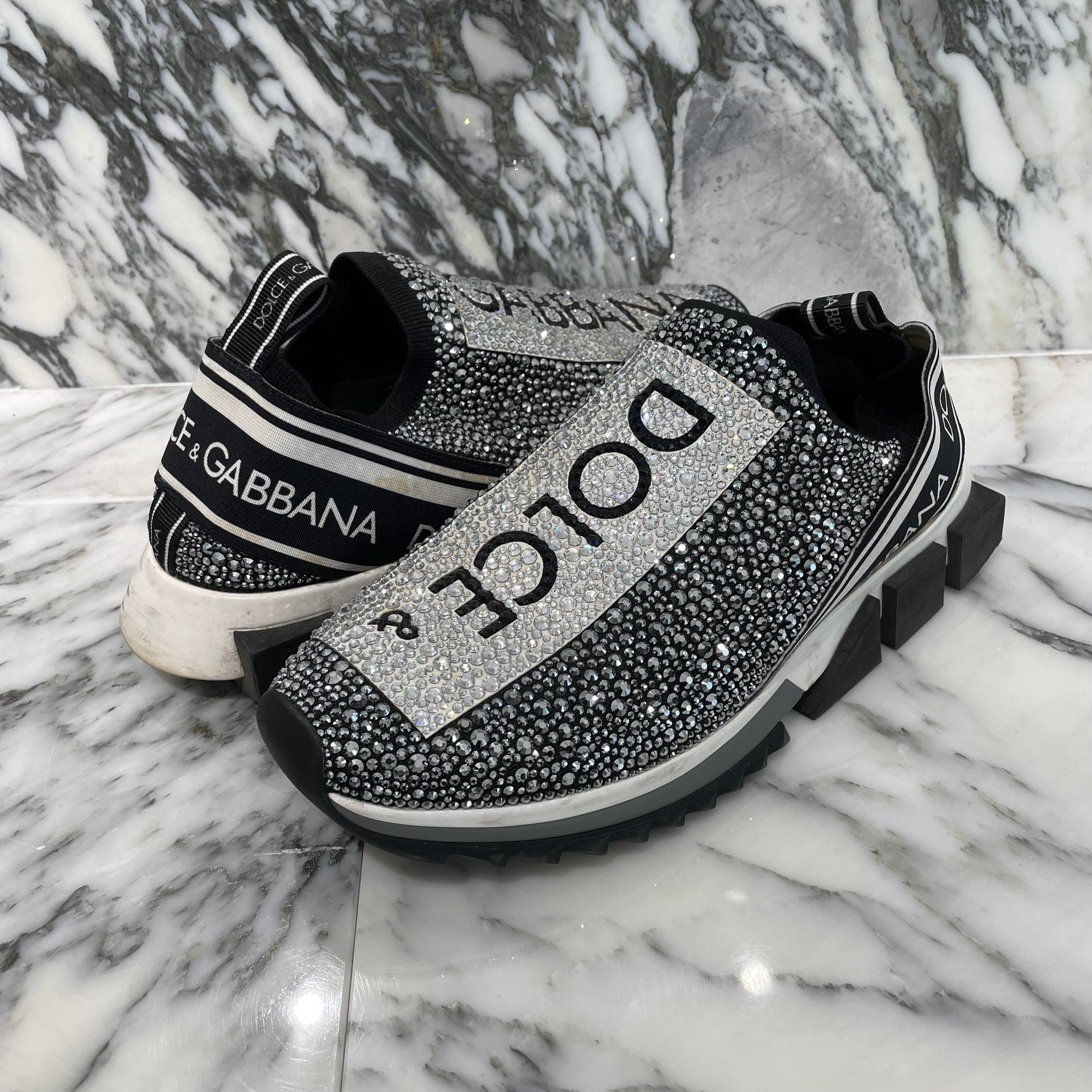 Dolce&Gabbana Sorrento Sneakers With Thermostras Crystal CS1644 AZ183 Size 41 ドルチェ&ガッバーナ ソレントスニーカー ウィズ テルモストラスクリスタル サイズ41 （26cm）