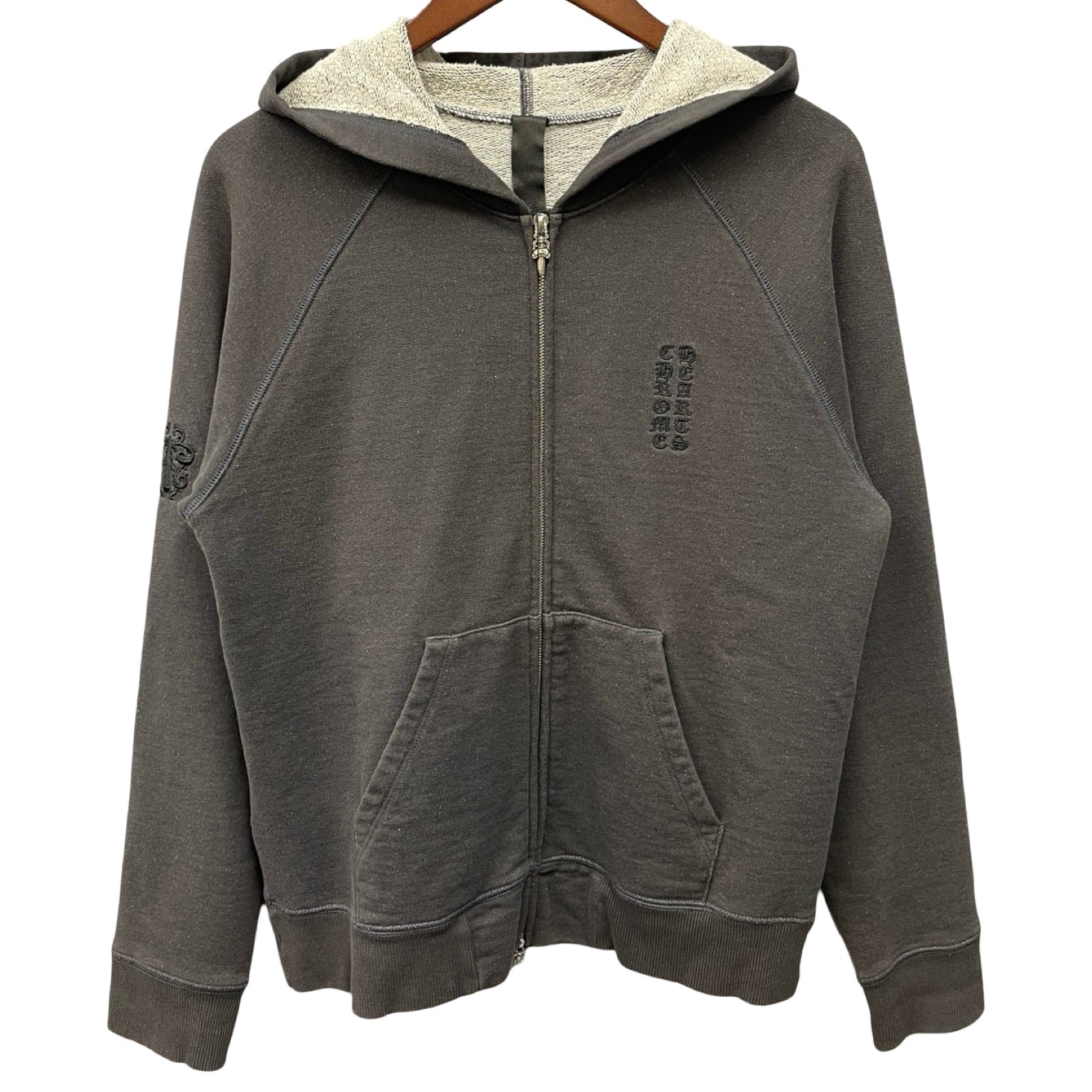 CHROME HEARTS YNOT Vertical Logo Embroidery Zip Up Hoodie Size S