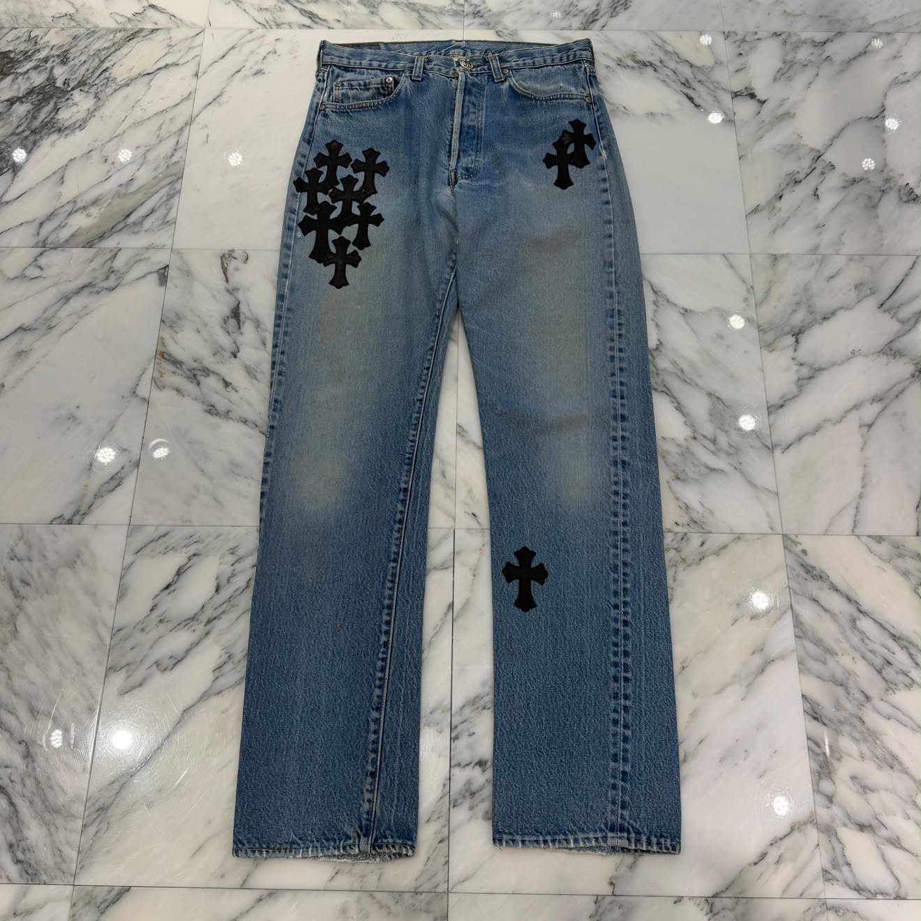 CHROME HEARTS × Levi's VNTG Leather Cross Patch Denim Pants Size 31 クロムハーツ × リーバイス ヴィンテージ レザークロスパッチ デニムパンツ サイズ31