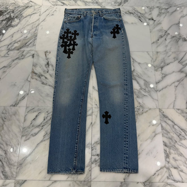 CHROME HEARTS × Levi's VNTG Leather Cross Patch Denim Pants Size 31 クロムハーツ × リーバイス ヴィンテージ レザークロスパッチ デニムパンツ サイズ31