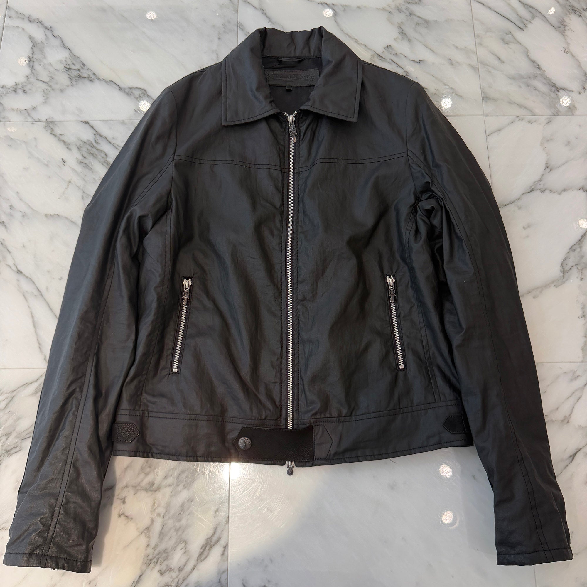CHROME HEARTS Carmalita Flare Knee Leather Patch Zip Up Jacket Size M クロムハーツ カルマニータ フレアニー レザーパッチ ジップアップジャケット サイズM