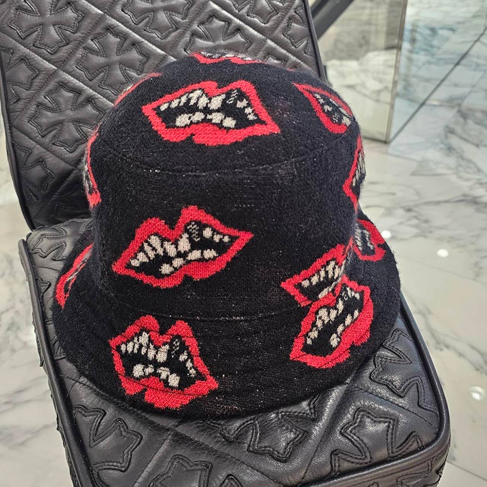 CHROME HEARTS × MATTY BOY Chomper Print Cashmere Bucket Hat Size M