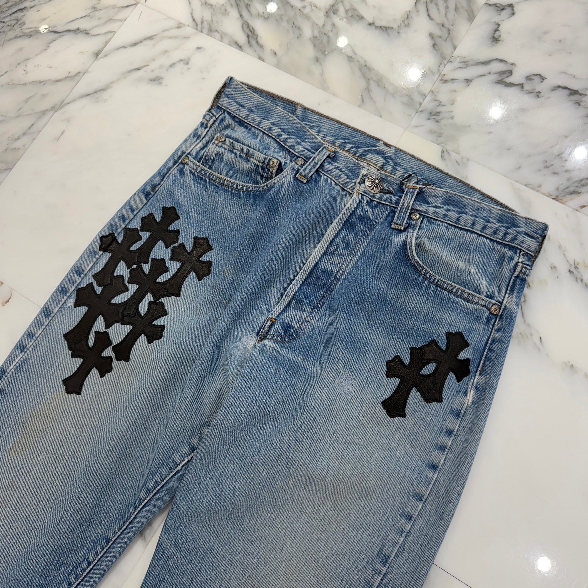 CHROME HEARTS × Levi's VNTG Leather Cross Patch Denim Pants Size 31 クロムハーツ × リーバイス ヴィンテージ レザークロスパッチ デニムパンツ サイズ31
