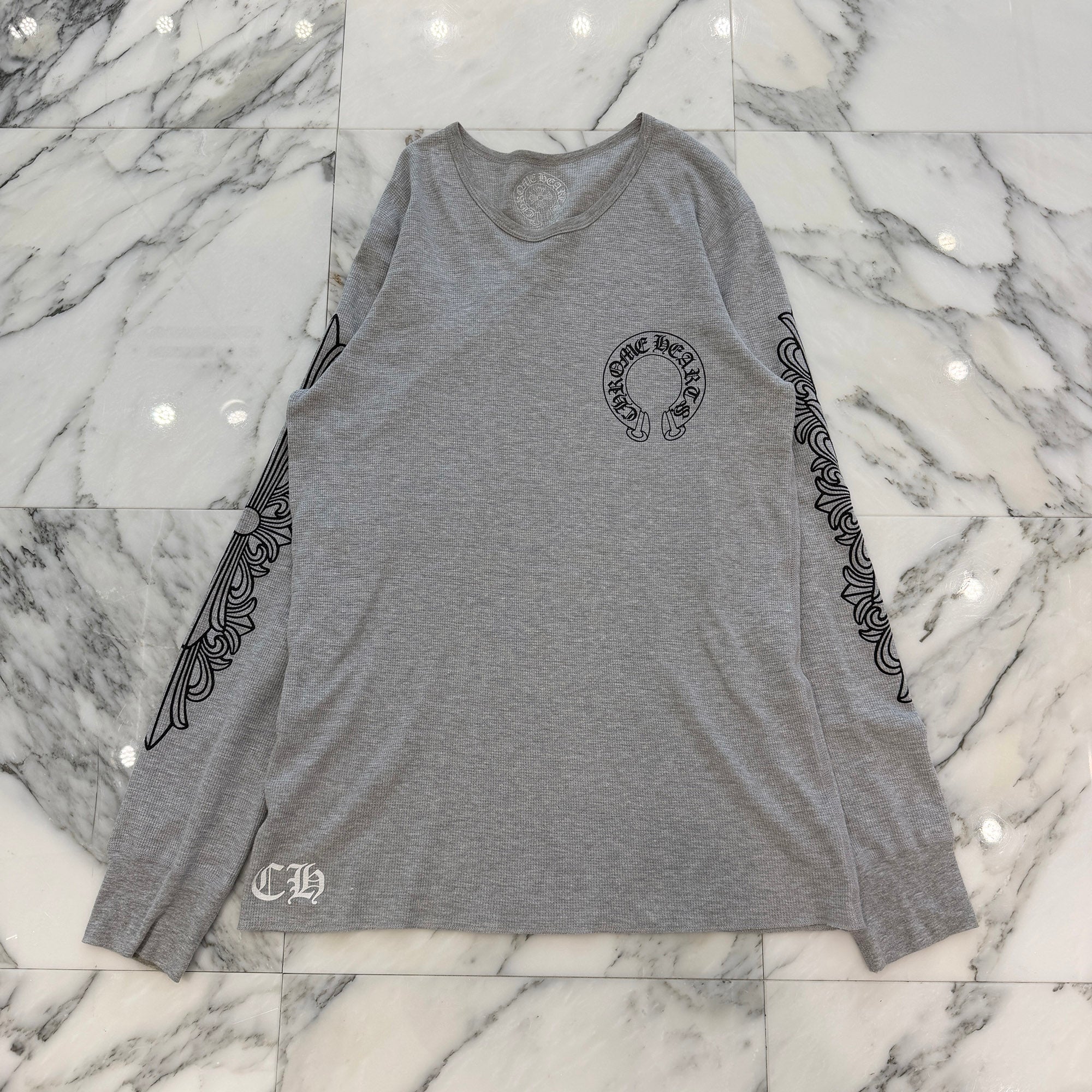 CHROME HEARTS 2025SS Floral Cross Horseshoe Thermal Long Sleeve Tee Size XL クロムハーツ フローラルクロス ホースシュー サーマル ロングスリーブ Tシャツ サイズXL