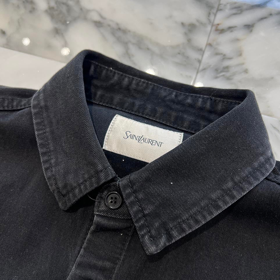 SAINT LAURENT PARIS 2025SS Logo Embroidery Vintage Denim Shirt