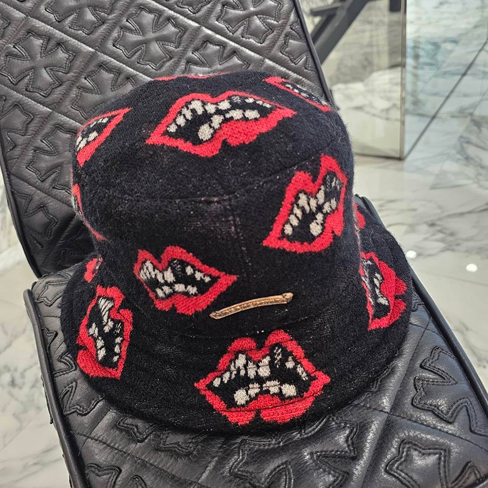CHROME HEARTS × MATTY BOY Chomper Print Cashmere Bucket Hat Size M