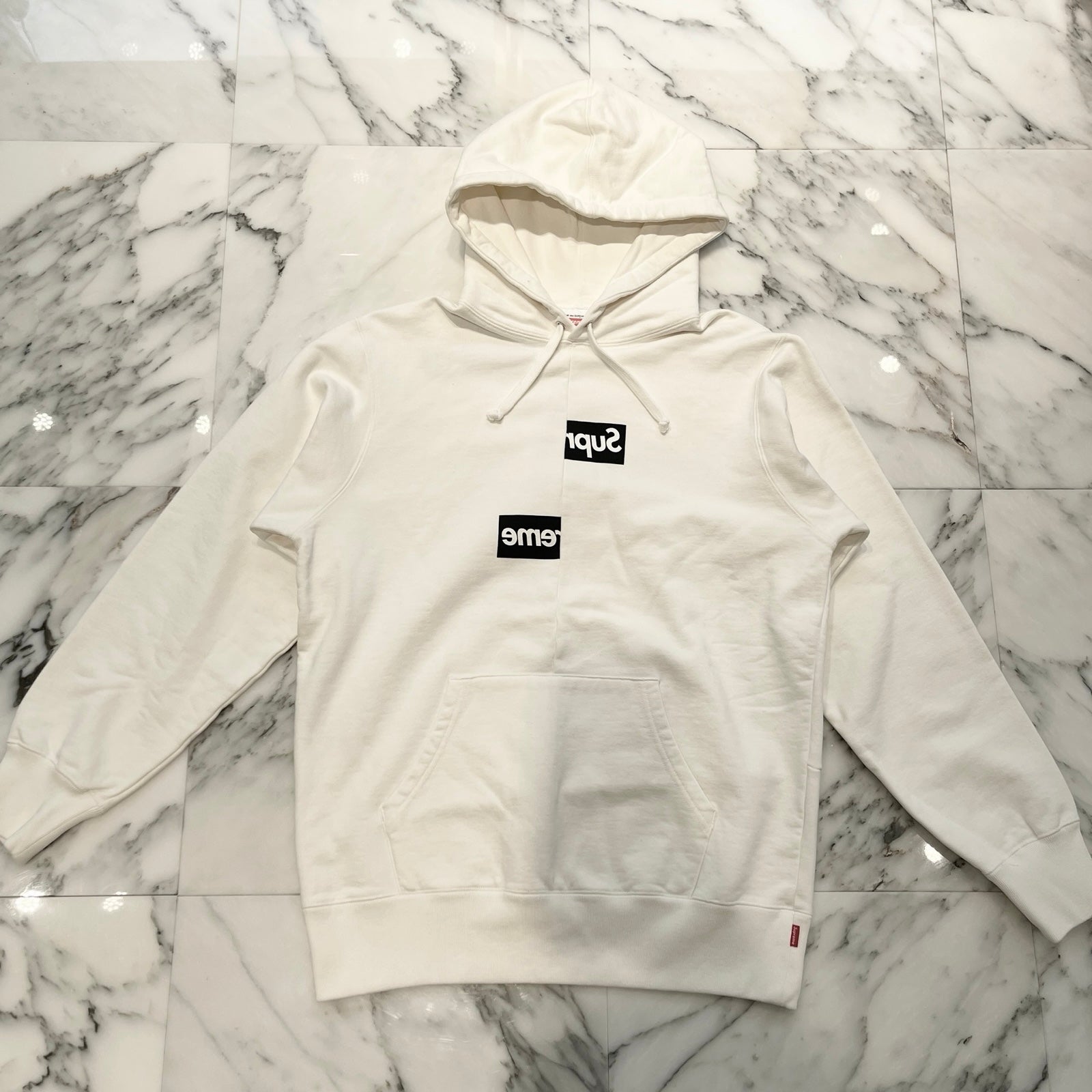 Supreme × COMME des GARCONS 2018AW Split Box Logo Hoodie Sweat Shirt Size M シュプリーム × コムデギャルソン スプリットボックスロゴ フーディ スウェットシャツ サイズM