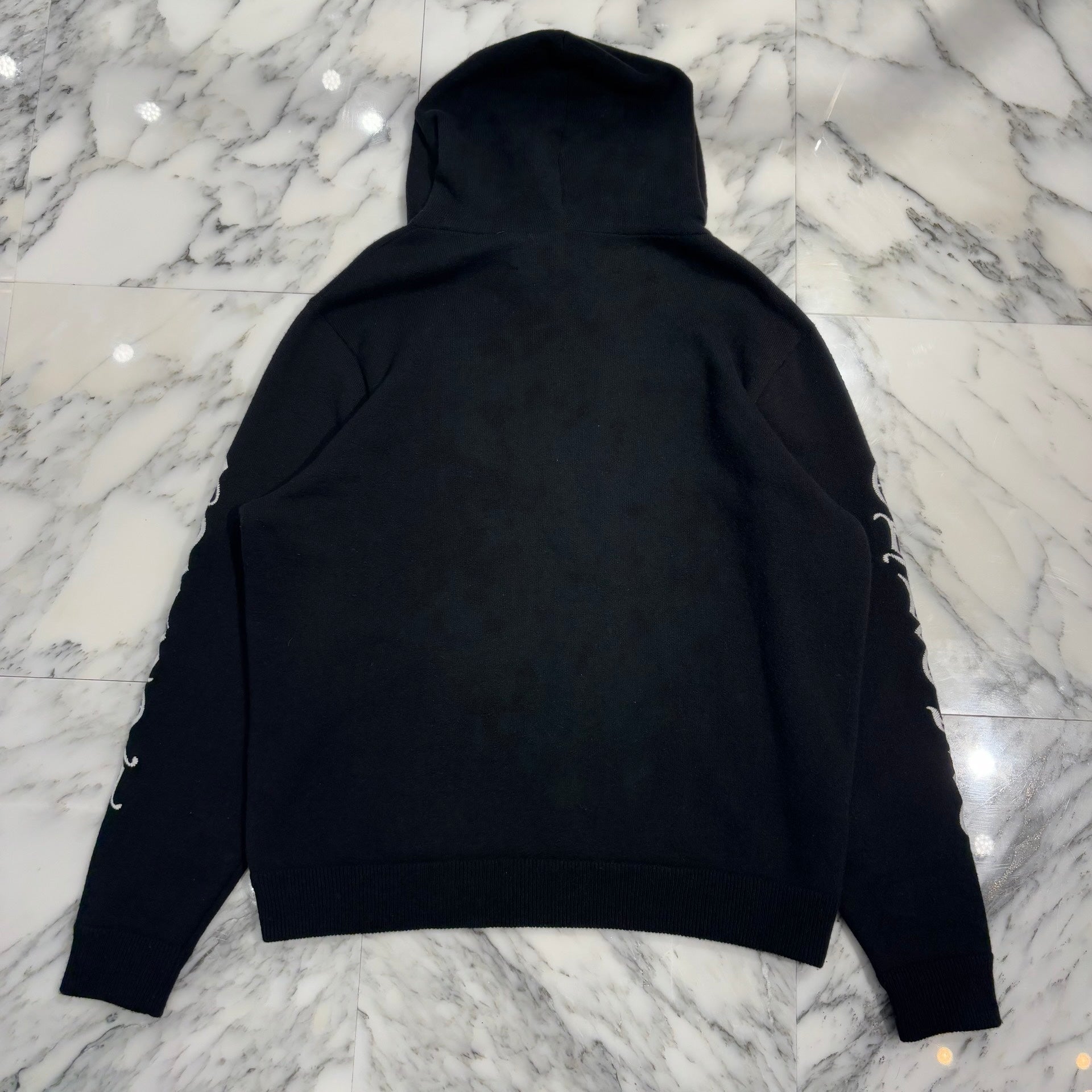 CHROME HEARTS Y NOT Cashmere Logo Embroidery Pullover Knit Hoodie Size L クロムハーツ ワイノット スローライド カシミヤ プルオーバー ニットフーディ サイズL