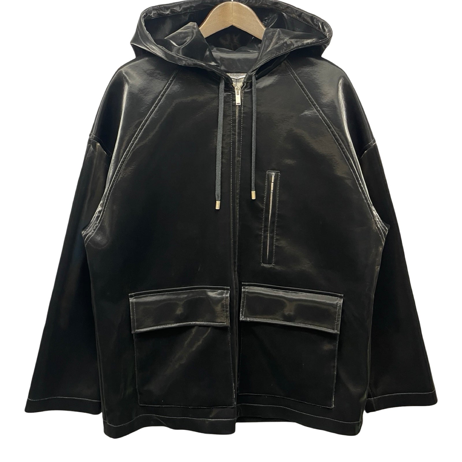 SAINT LAURENT PARIS Vinyl Jacket With Hooded 713327 Y2F85 Size 48