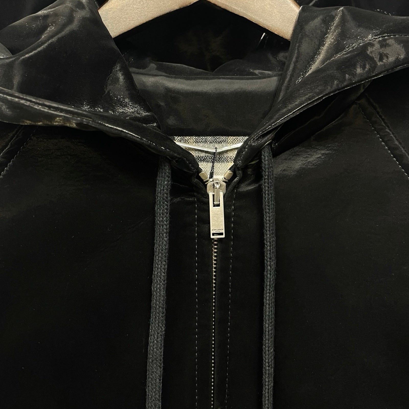 SAINT LAURENT PARIS Vinyl Jacket With Hooded 713327 Y2F85 Size 48