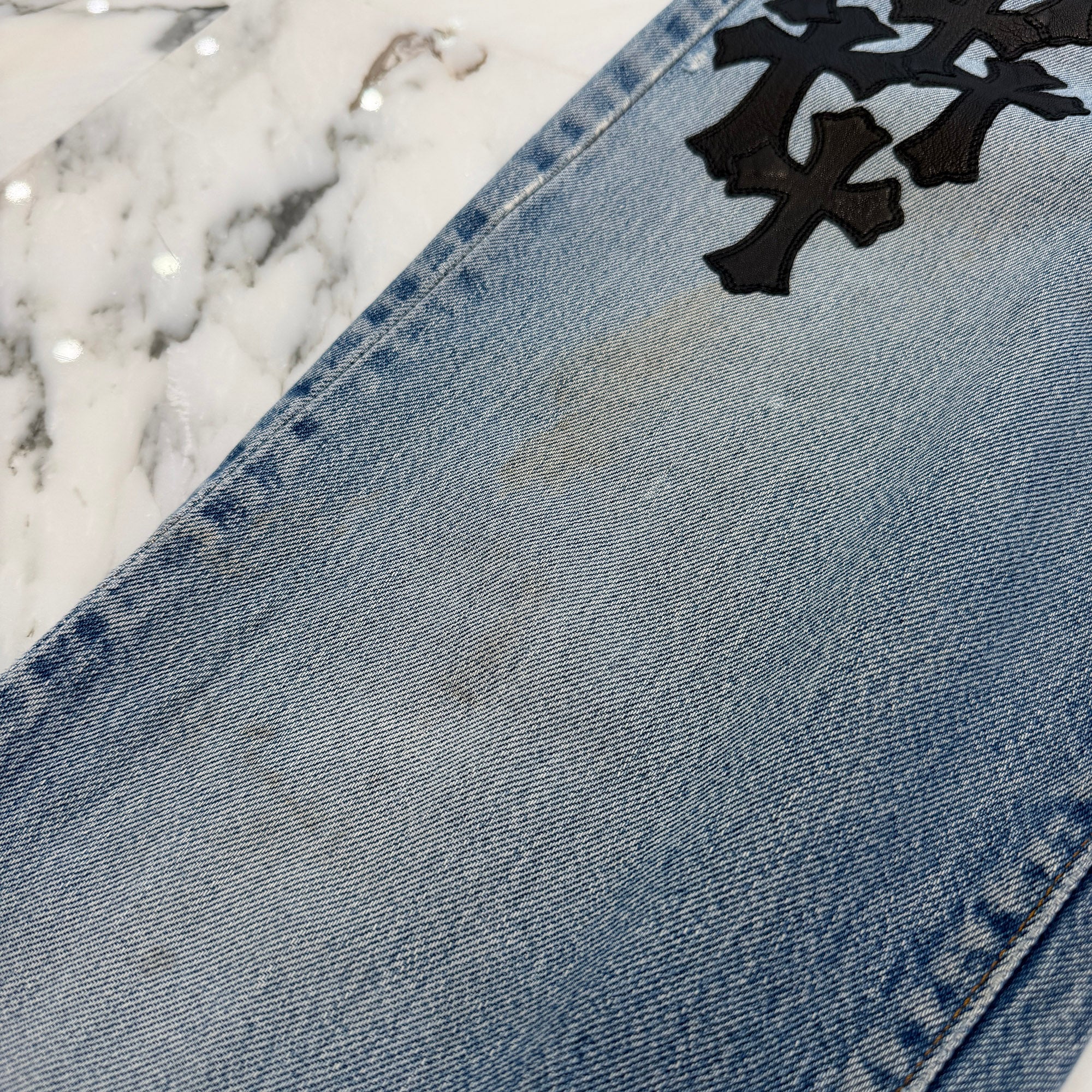 CHROME HEARTS × Levi's VNTG Leather Cross Patch Denim Pants Size 31 クロムハーツ × リーバイス ヴィンテージ レザークロスパッチ デニムパンツ サイズ31