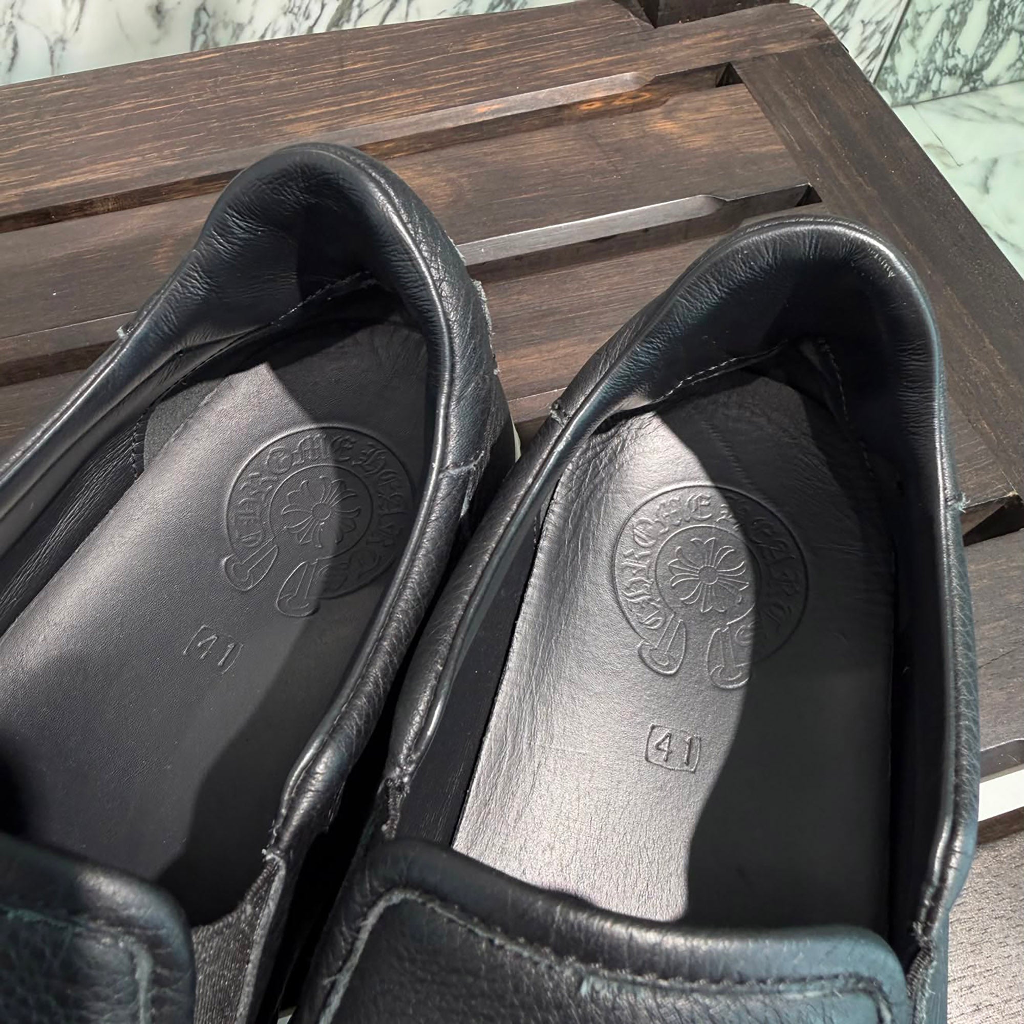 CHROME HEARTS CH Plus Leather Patch Dagger Slip On Size 41(約26.0cm 〜 26.5cm) クロムハーツ CHプラス レザーパッチ ダガー スリッポン サイズ41(約26.0cm 〜 26.5cm)