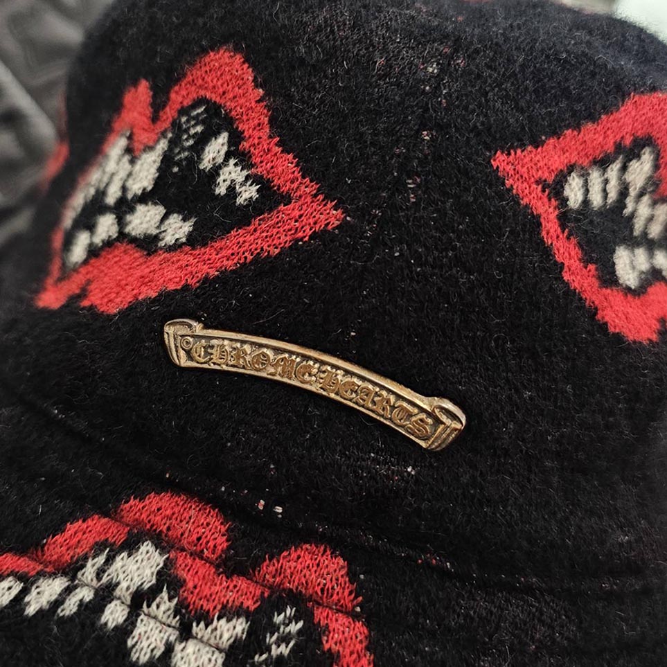 CHROME HEARTS × MATTY BOY Chomper Print Cashmere Bucket Hat Size M
