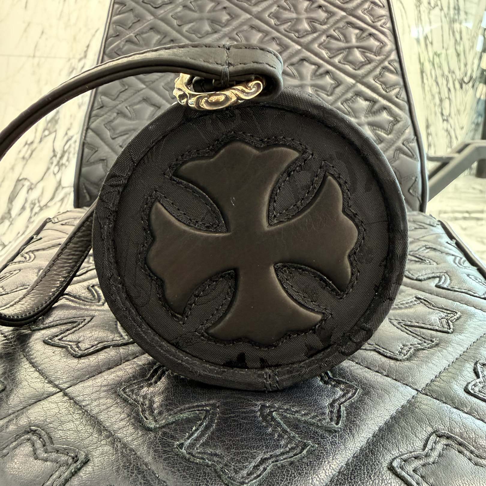 CHROME HEARTS Stencil Pattern GRINDS Nylon Leather Hand Bag クロムハーツ ステンシル柄 グラインズ ナイロンレザー切替 ハンドバッグ