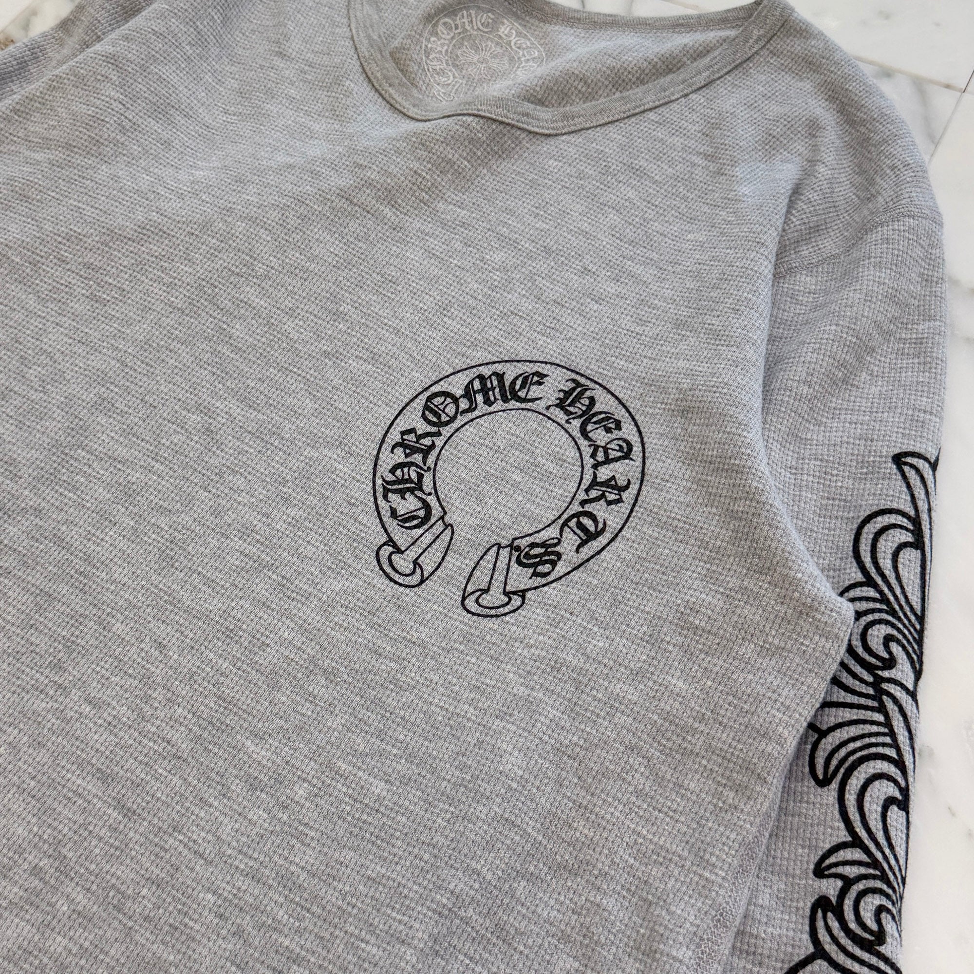 CHROME HEARTS 2025SS Floral Cross Horseshoe Thermal Long Sleeve Tee Size XL クロムハーツ フローラルクロス ホースシュー サーマル ロングスリーブ Tシャツ サイズXL