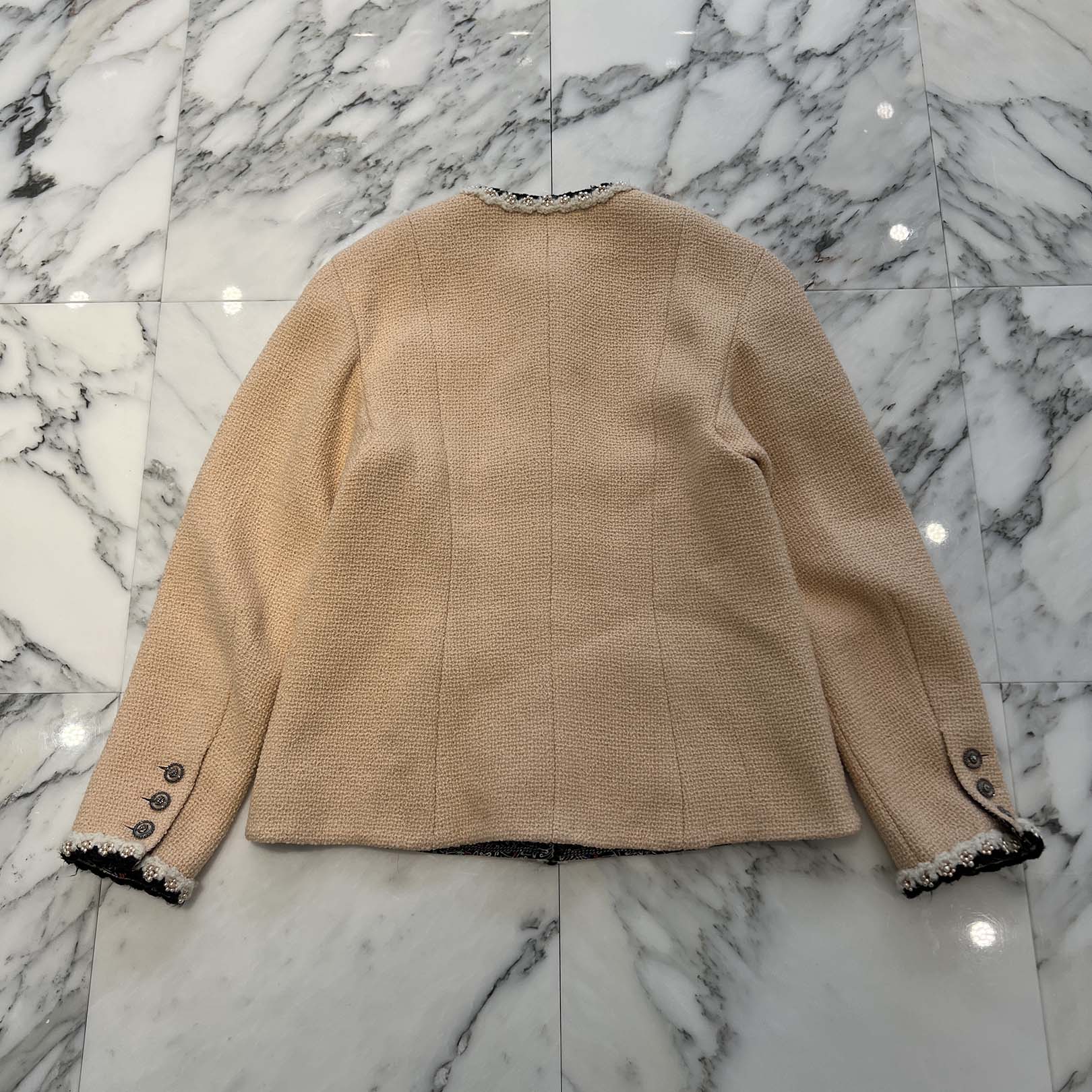 CHANEL 2024AW Pre Fall Collection Pearl Trim Tweed Jacket P77700V69436 Size 42 シャネル プレフォールコレクション パールトリムツイードジャケット サイズ42