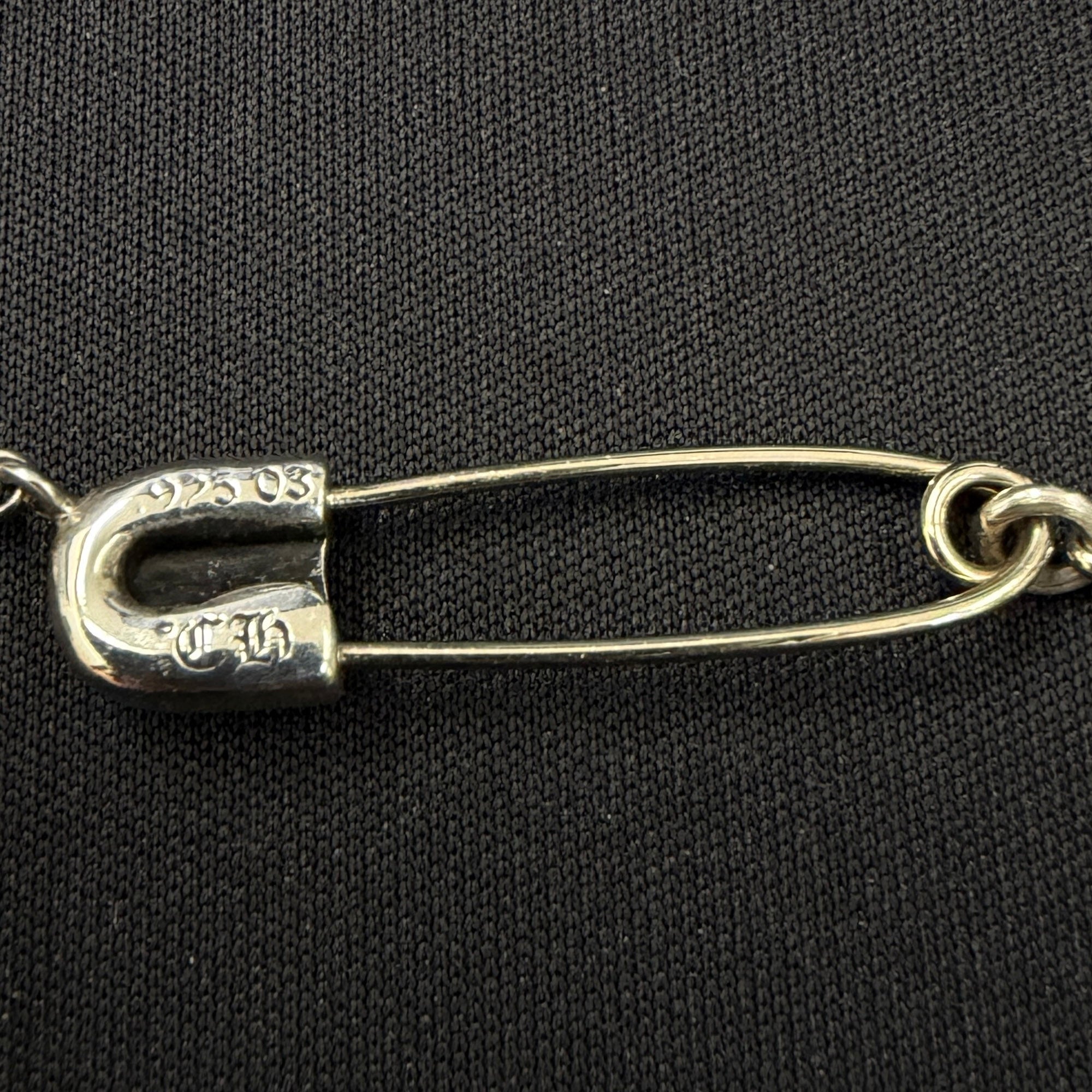 CHROME HEARTS Safety Pin Pendant Top 1 Diamond Roll Chain Necklace Size 16 Inch クロムハーツ セーフティピン 1ダイヤモンド ペンダントトップ ロールチェーン ネックレス サイズ16インチ