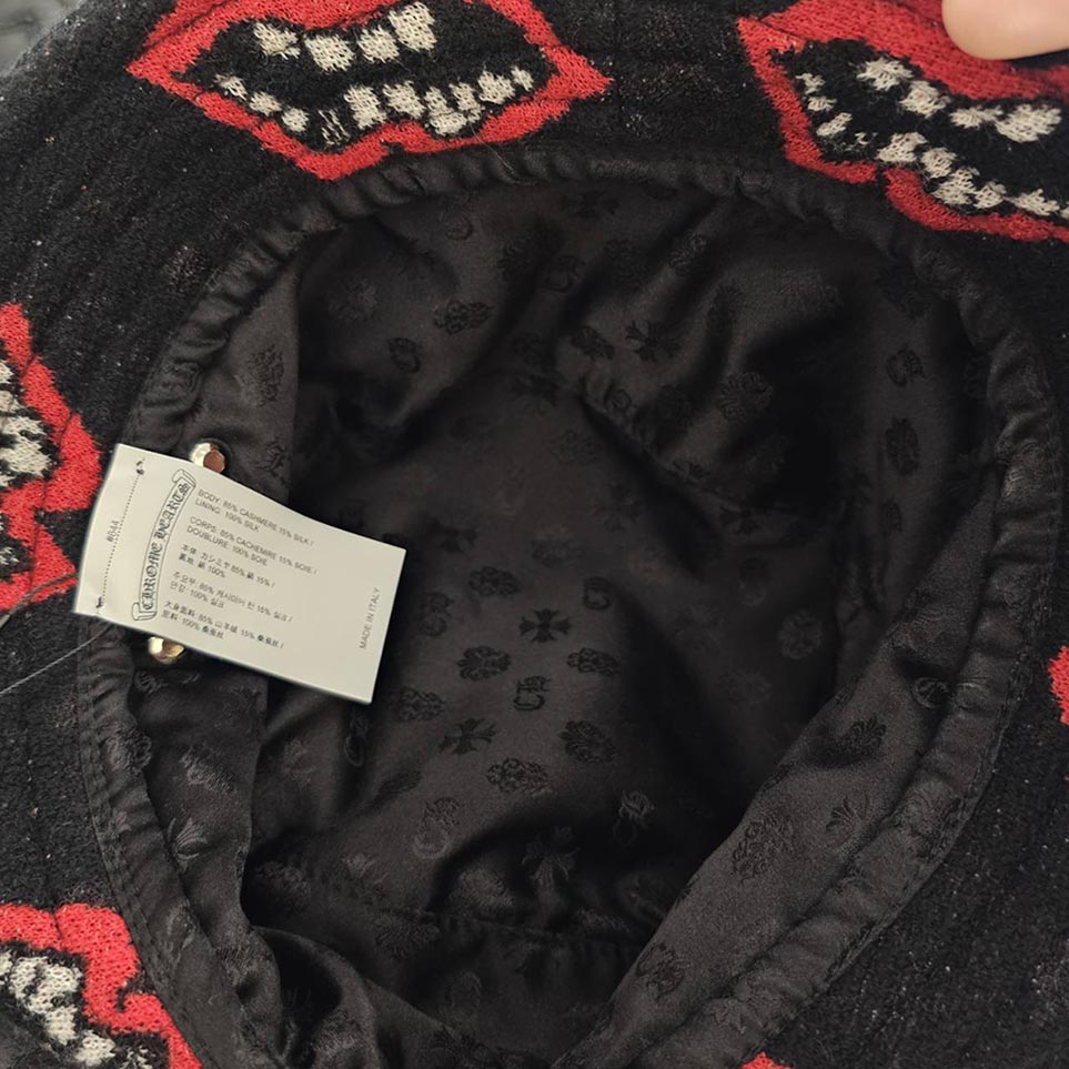 CHROME HEARTS × MATTY BOY Chomper Print Cashmere Bucket Hat Size M