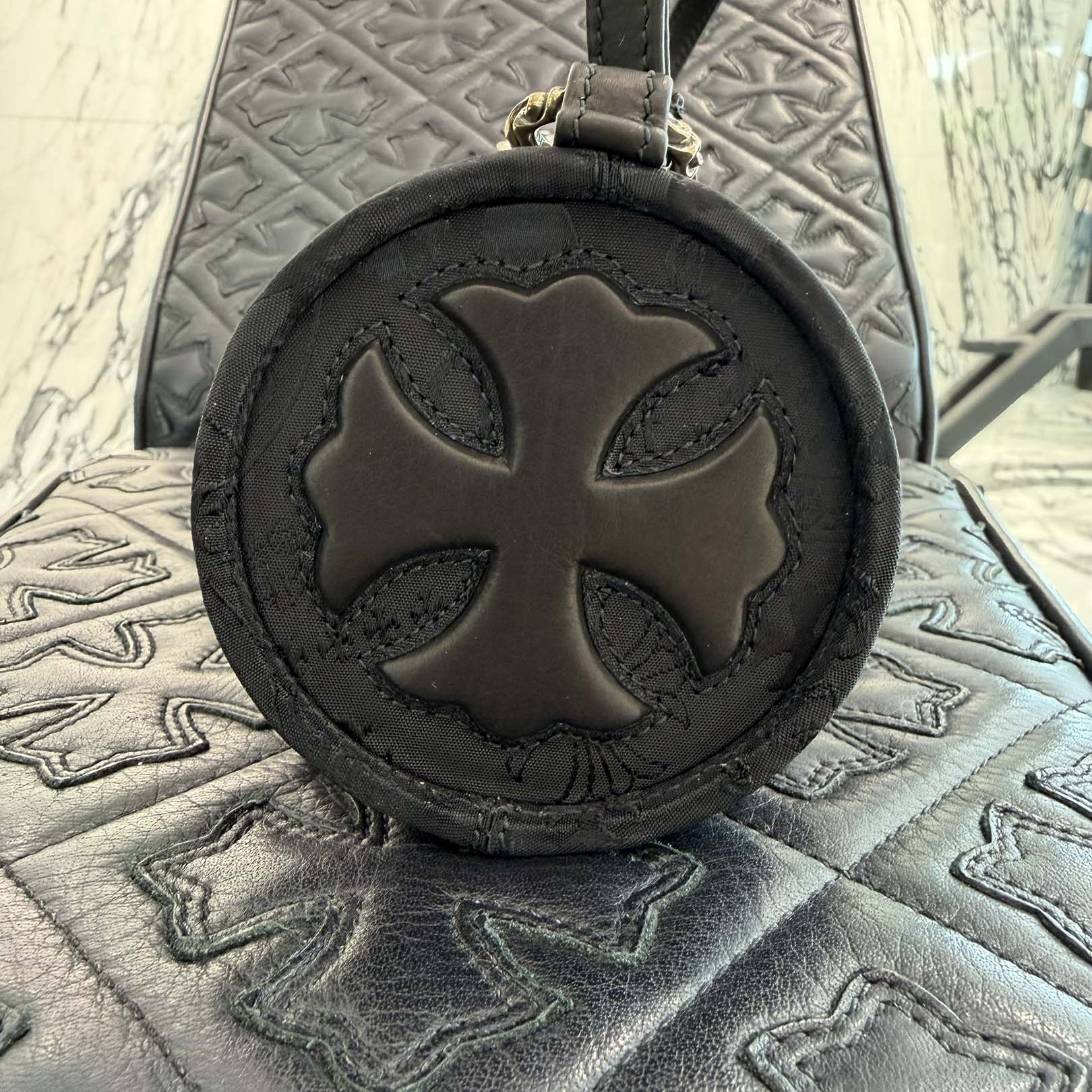 CHROME HEARTS Stencil Pattern GRINDS Nylon Leather Hand Bag クロムハーツ ステンシル柄 グラインズ ナイロンレザー切替 ハンドバッグ