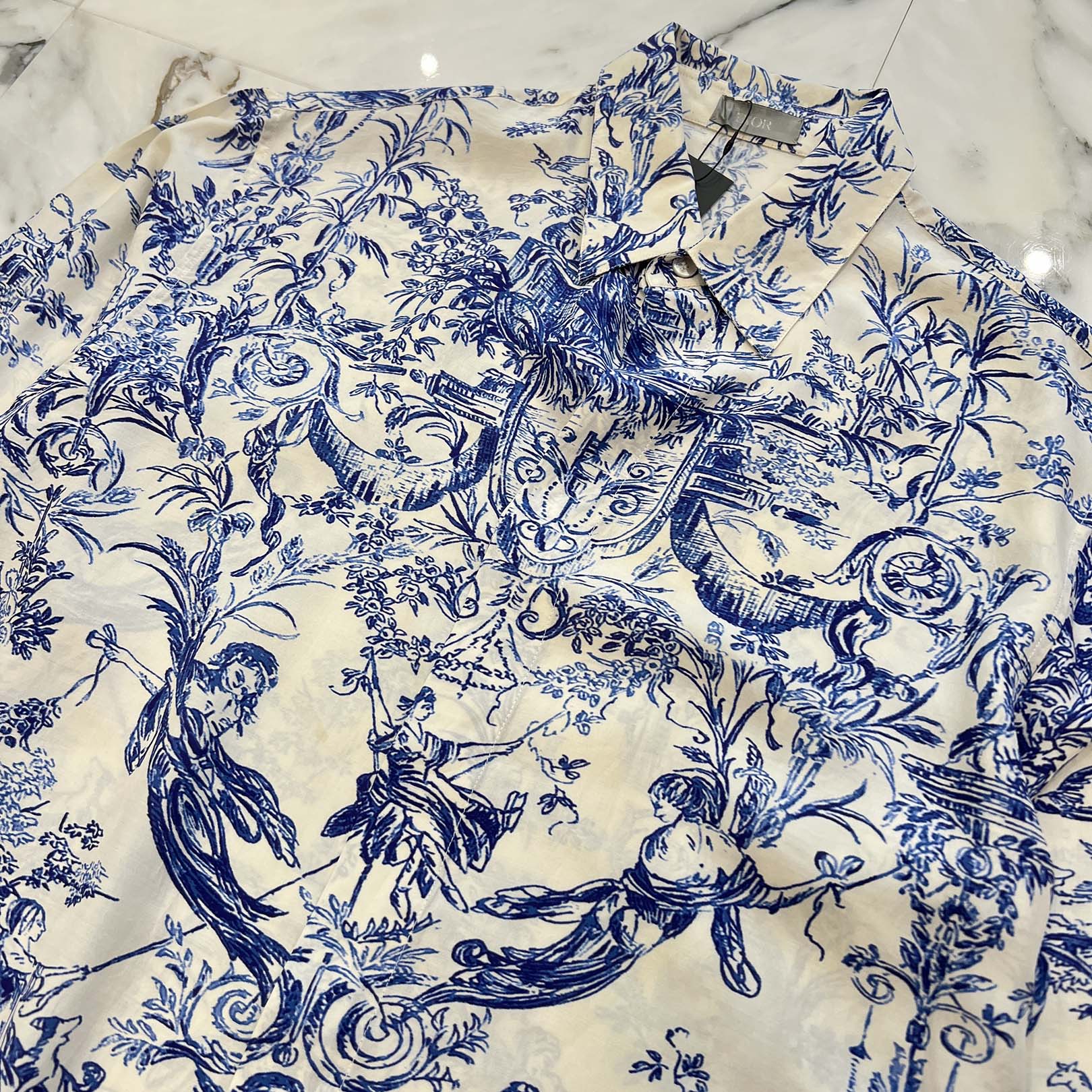 DIOR 2019SS Toile De Jouy Silk Long Sleeved Shirt 023C501G4854