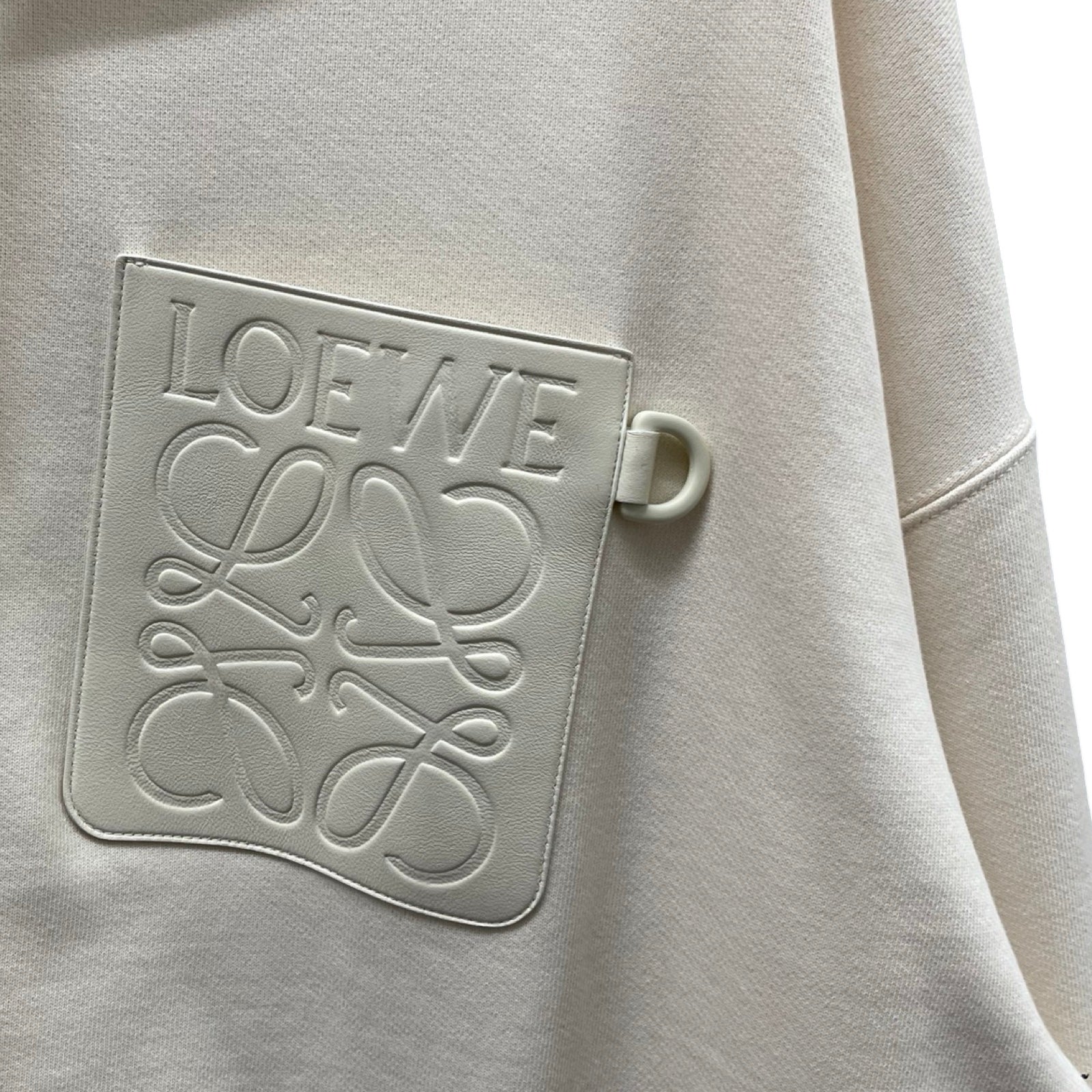 LOEWE 2024SS Anagram Leather Patch Pockt Relaxed Fit Cotton Hoodie Size XL