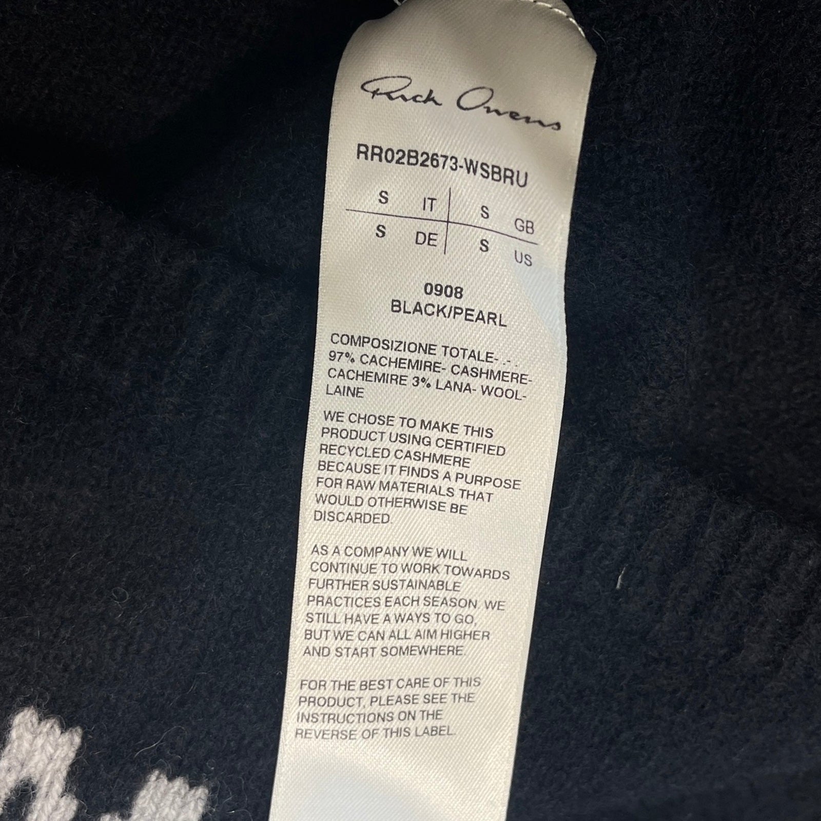 Rick Owens 2022AW Cashmere Tommy Hoodie RR02B2673-WSBRU Size S リックオウェンス カシミヤ トミーフーディー サイズS