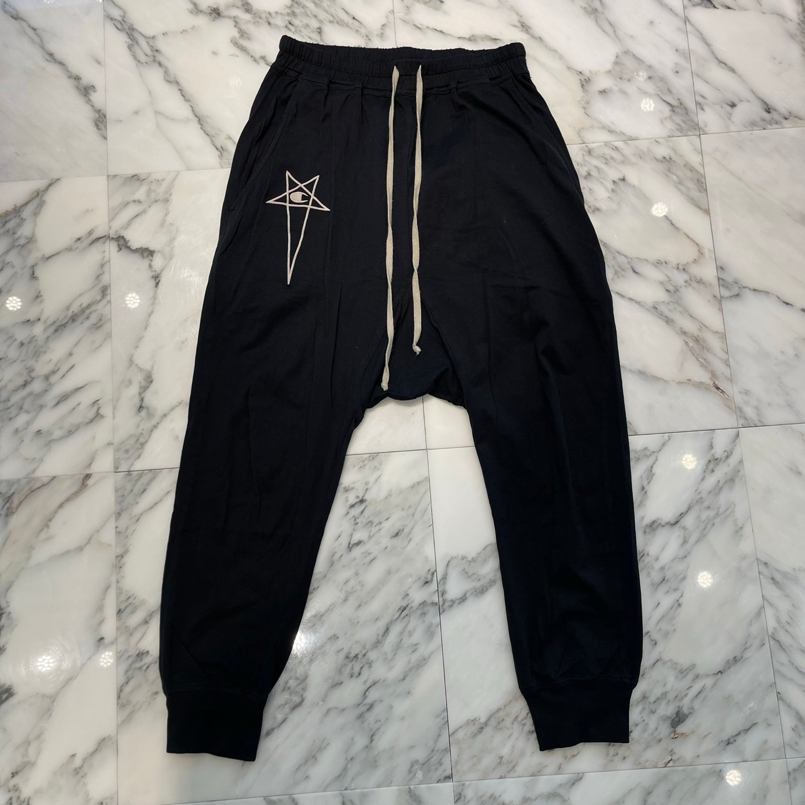 Rick Owens × Champion 2022SS Prisoner Drawstring Long Pants CM01B7959-CHFE Size S リックオウエンス × チャンピオン プリズナードローストリングロングパンツ サイズS