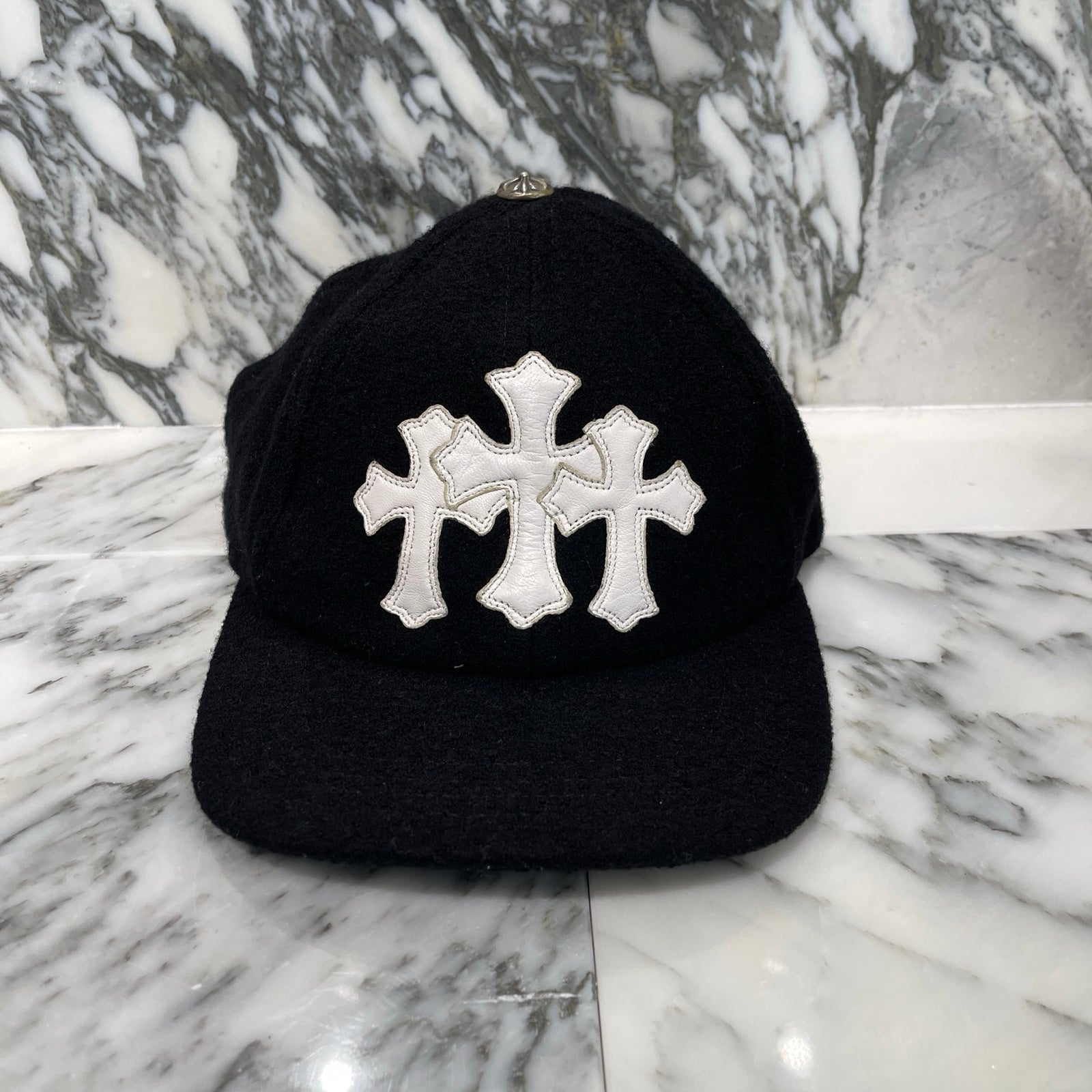 CHROME HEARTS Wool Triple Cross Leather Patch Trucker Cap Size ONE SIZE（53-60）クロムハーツ ウールトリプルクロス レザーパッチトラッカーキャップサイズONE SIZE（53-60）