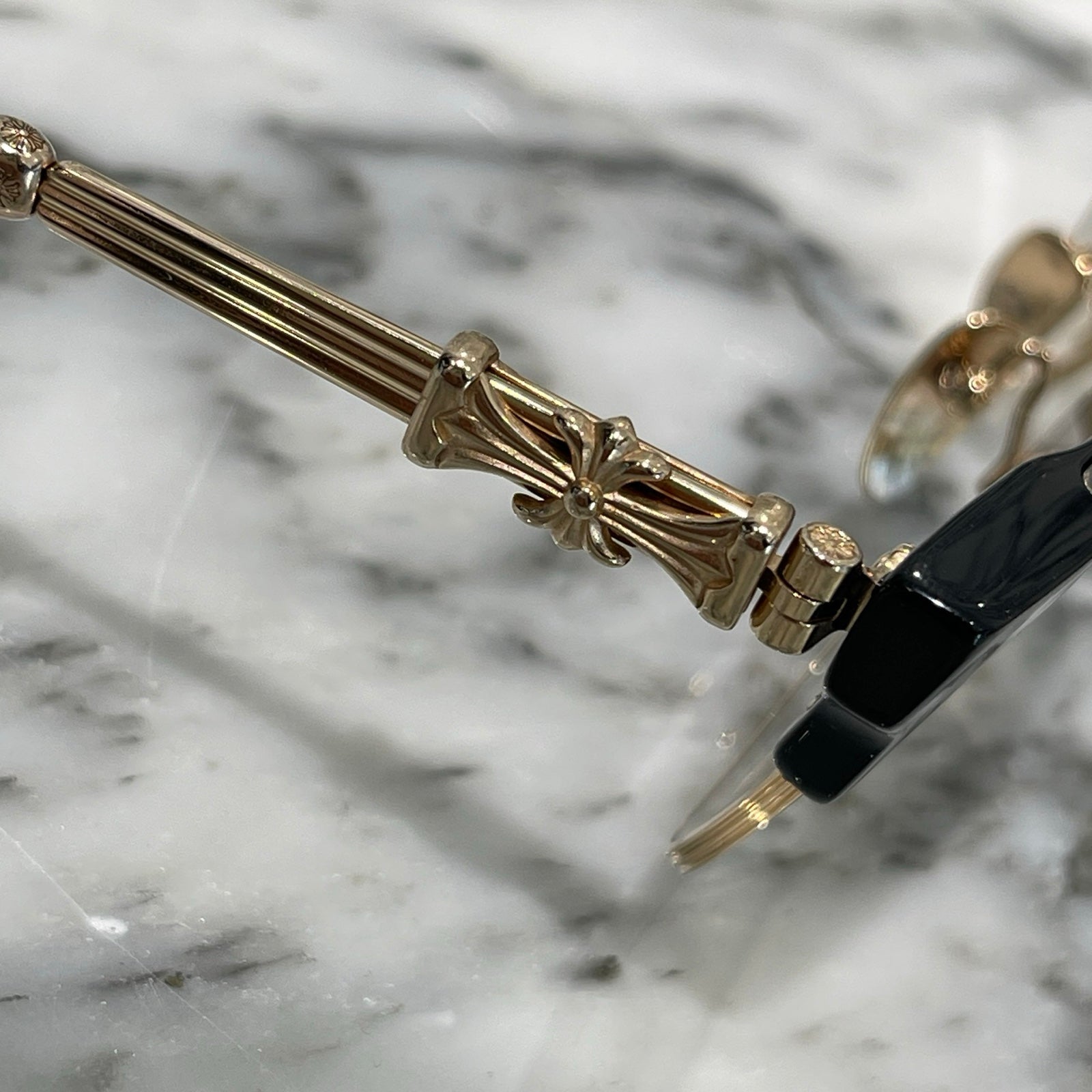 CHROME HEARTS BONENNOISSEUR II Temple CH Cross Half Rim Sunglasses Size 53□19-150 クロムハーツ ボネノワスール テンプルCHクロス ハーフリム サングラス サイズ53□19-150