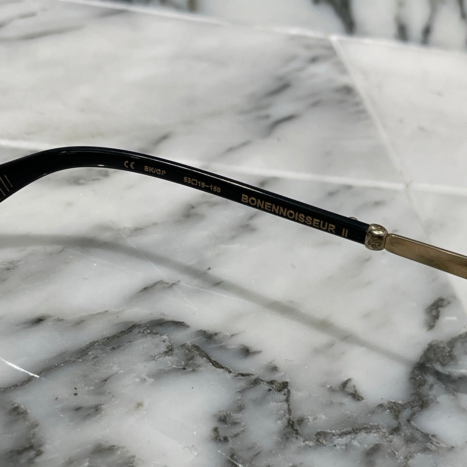 CHROME HEARTS BONENNOISSEUR II Temple CH Cross Half Rim Sunglasses Size 53□19-150 クロムハーツ ボネノワスール テンプルCHクロス ハーフリム サングラス サイズ53□19-150