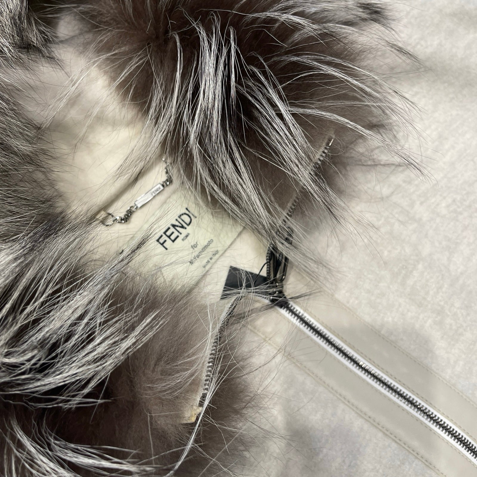 FENDI Fox Fur Cashmere Long Coat FF9208 SW18 Size 46 フェンディ フォックスファーカシミアロングコート サイズ46