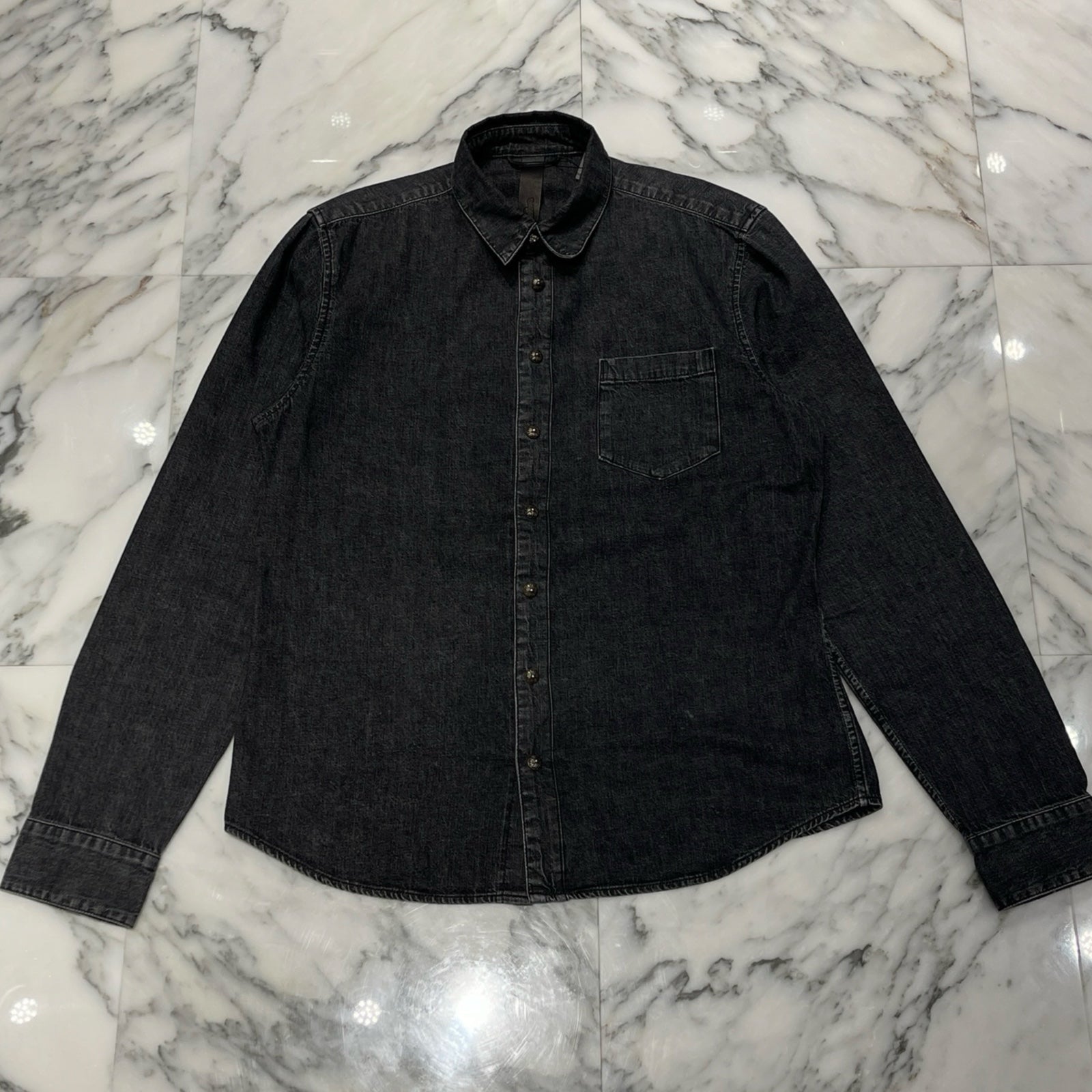 CHROME HEARTS YNOT Leather Cross Patch Denim Shirts Size L クロムハーツ ワイノット レザークロスパッチ デニムシャツ サイズL