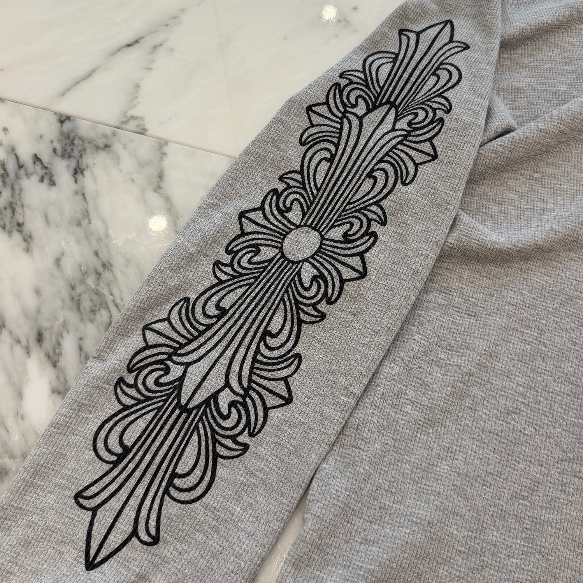 CHROME HEARTS 2025SS Floral Cross Horseshoe Thermal Long Sleeve Tee Size XL クロムハーツ フローラルクロス ホースシュー サーマル ロングスリーブ Tシャツ サイズXL