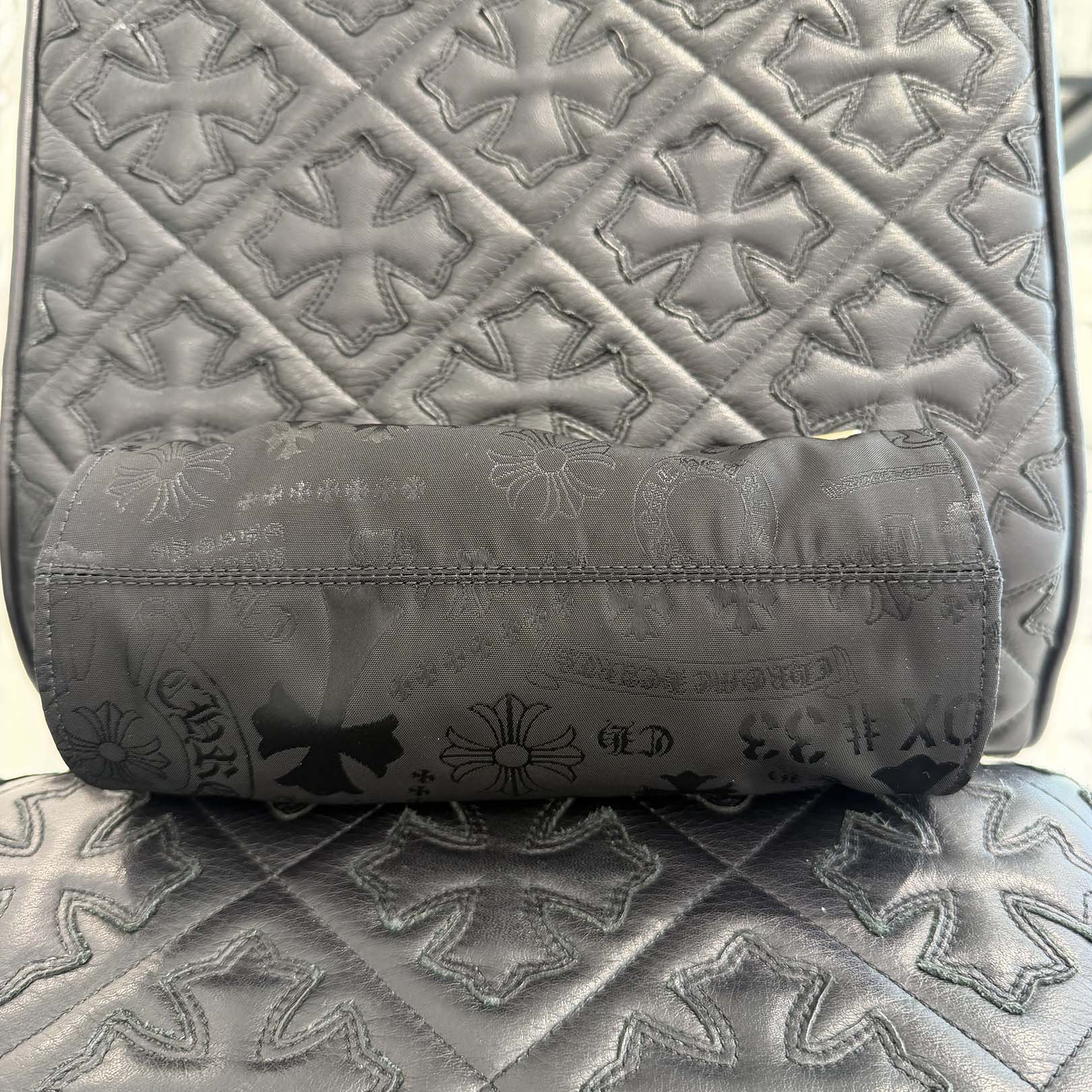CHROME HEARTS Stencil Pattern GRINDS Nylon Leather Hand Bag クロムハーツ ステンシル柄 グラインズ ナイロンレザー切替 ハンドバッグ
