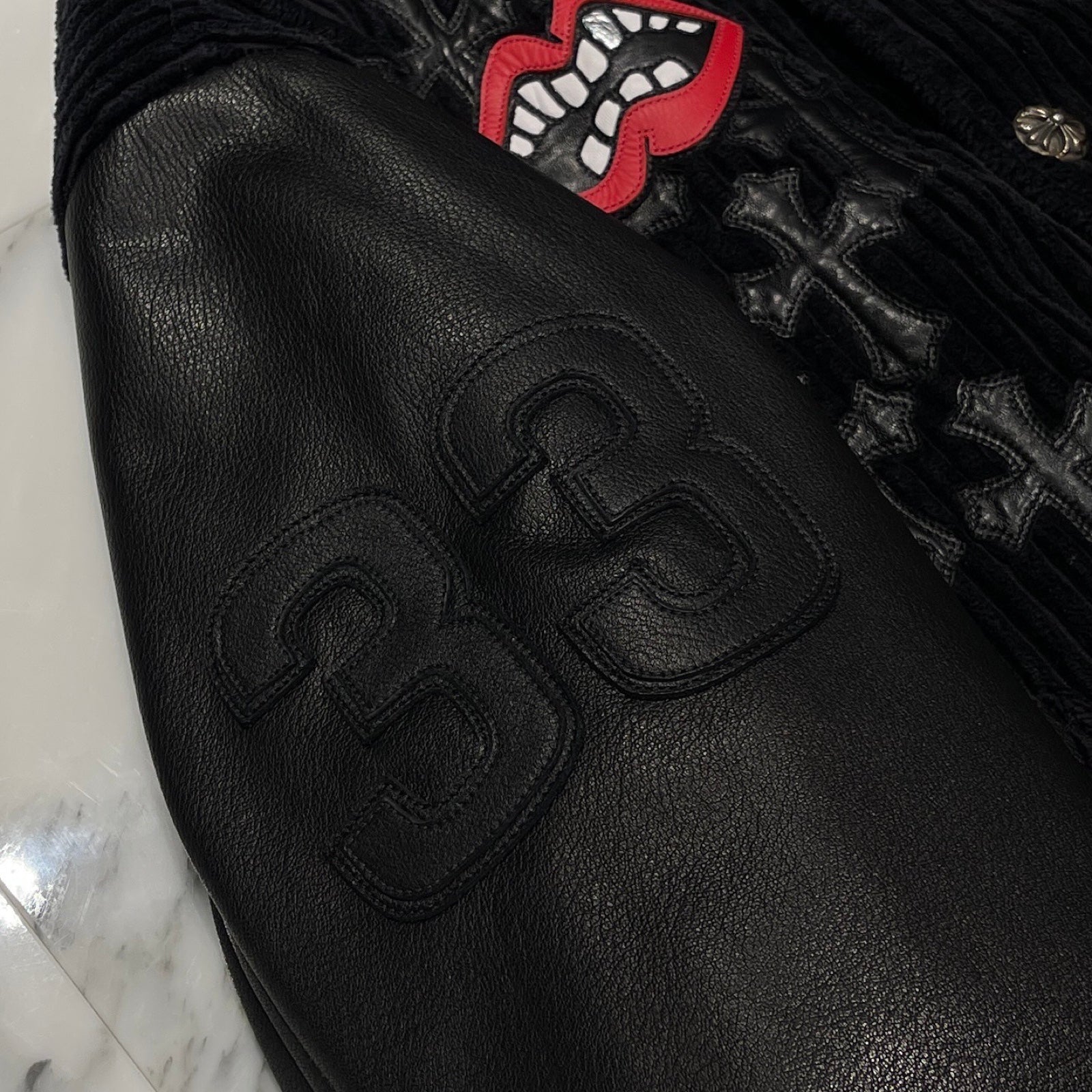 CHROME HEARTS × MATTY BOY PPO CHOMPER LETTER MAN Leather Jacket