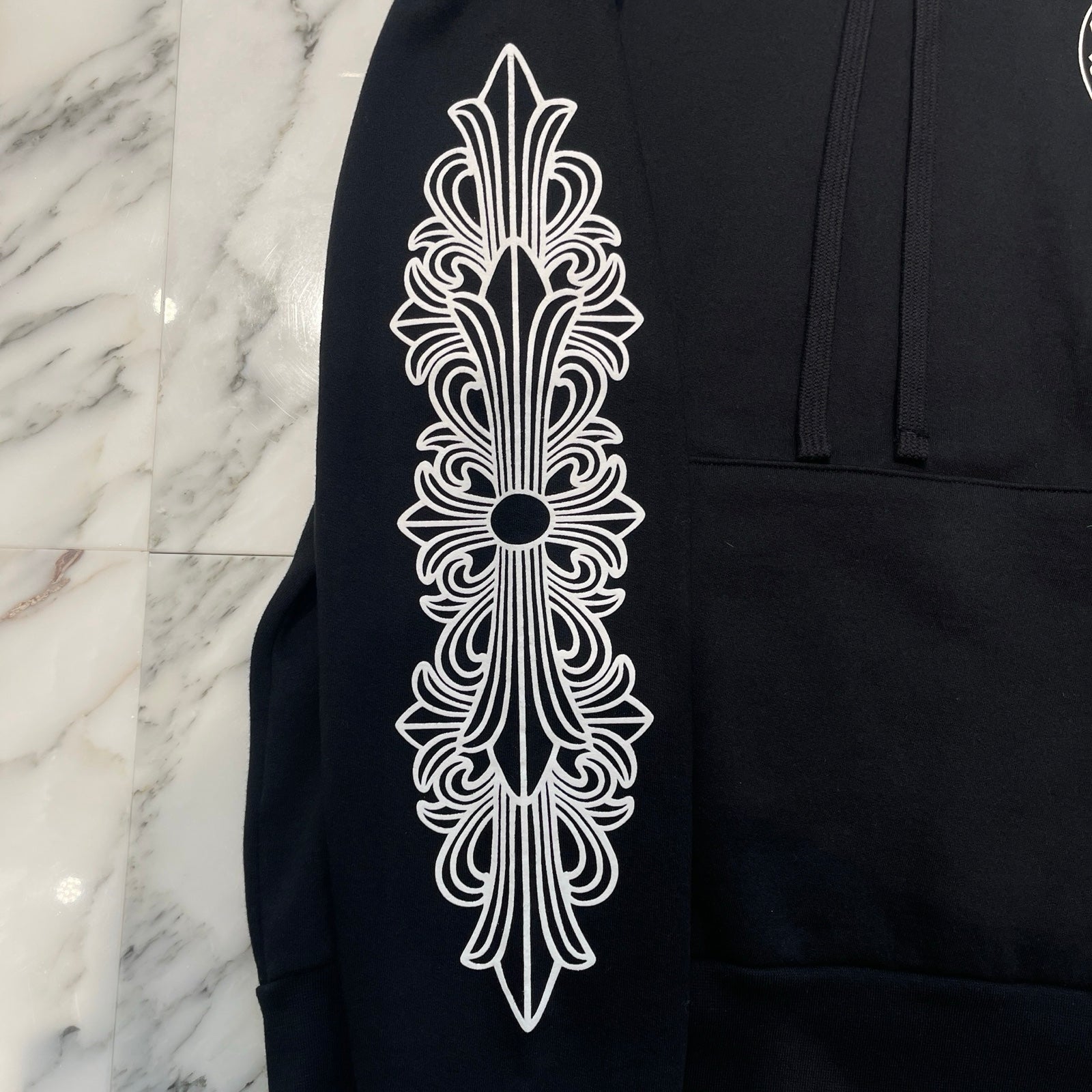 CHROME HEARTS Floral Cross Horseshoe Pullover Hoodie Size S クロムハーツ フローラルクロス ホースシュー プルオーバーフーディ サイズS