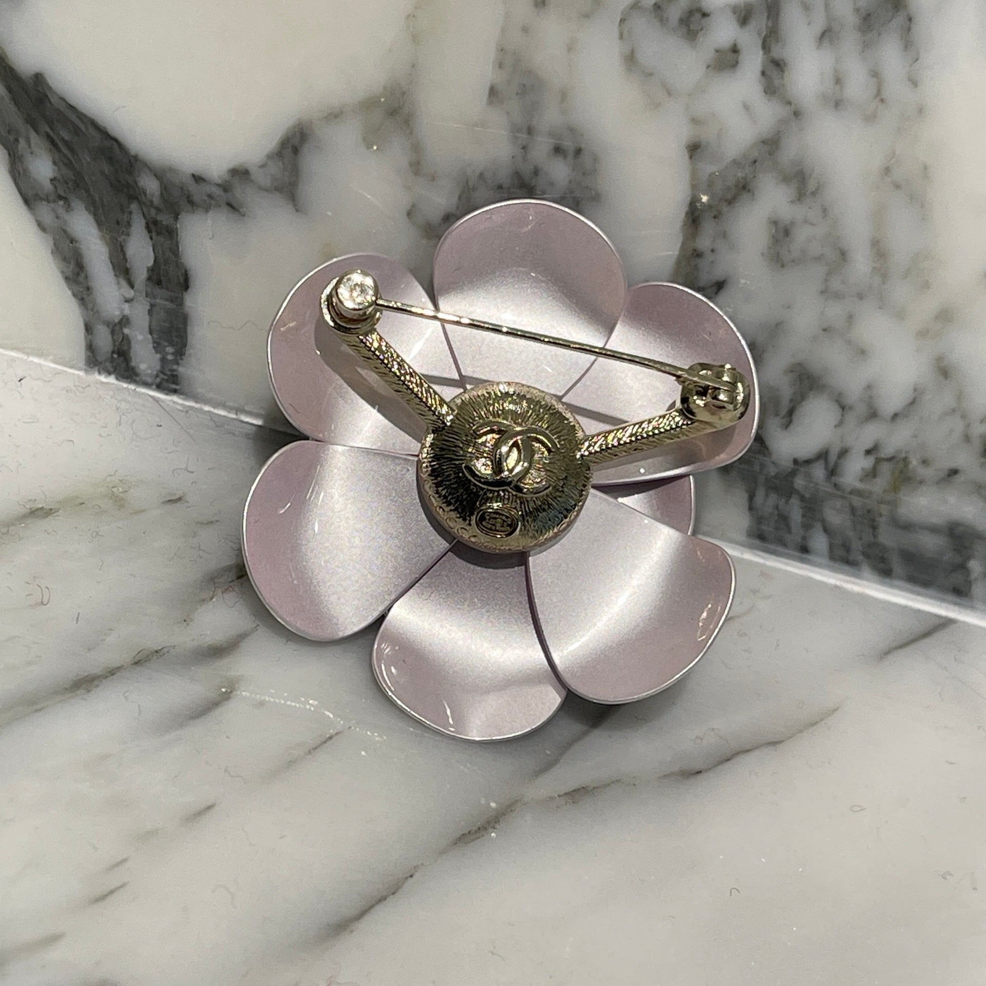 CHANEL Coco Mark Camellia Flower Motif Pin Brooch シャネル ココマーク カメリア フラワーモチーフ ピンブローチ