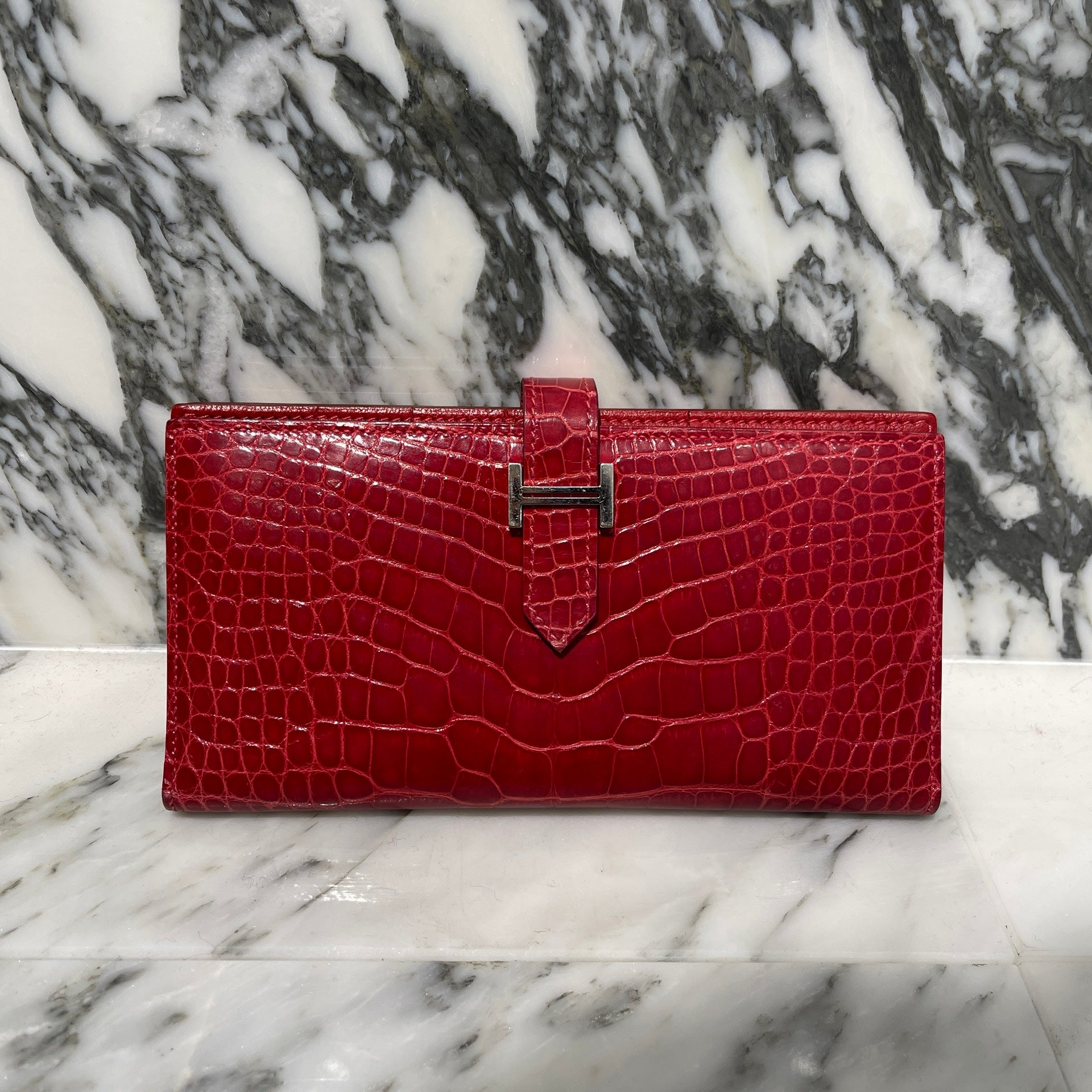 HERMES Bearn Classic Wallet Alligator "Blaze" P刻印 エルメス ベアンクラシック  アリゲーター ”ブレイズ" 長財布