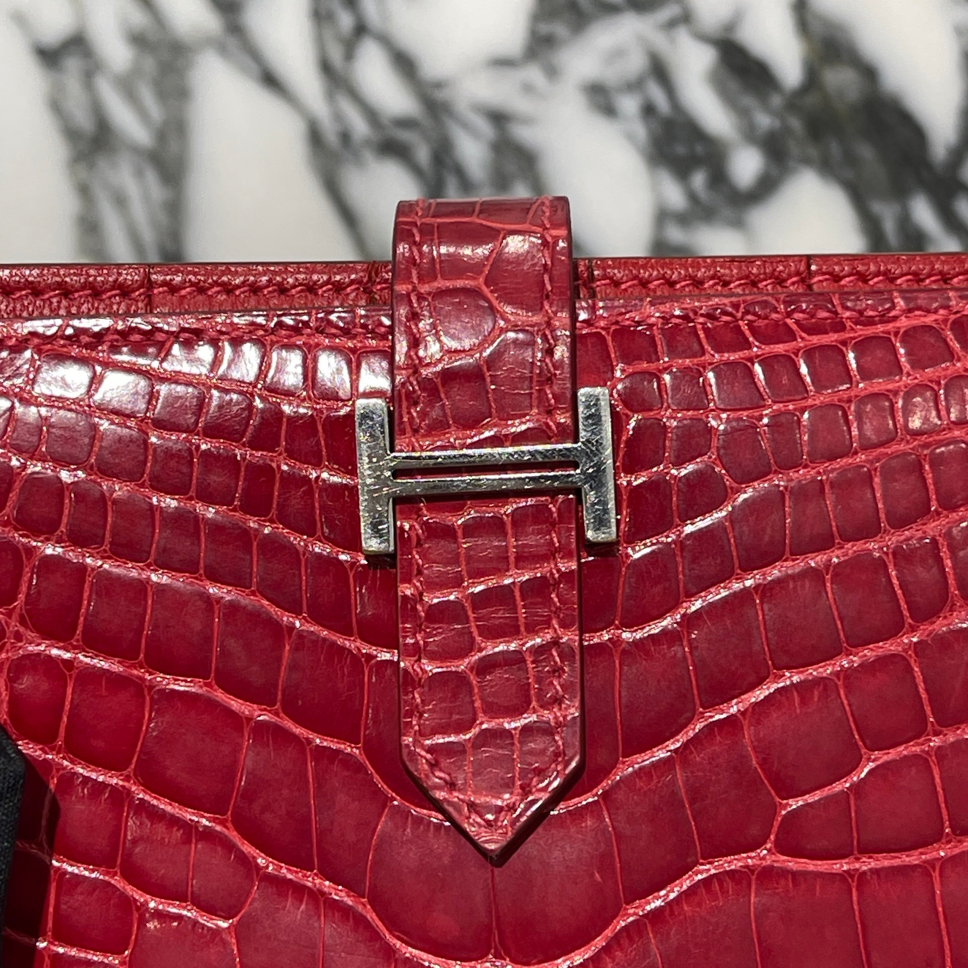 HERMES Bearn Classic Wallet Alligator "Blaze" P刻印 エルメス ベアンクラシック  アリゲーター ”ブレイズ" 長財布