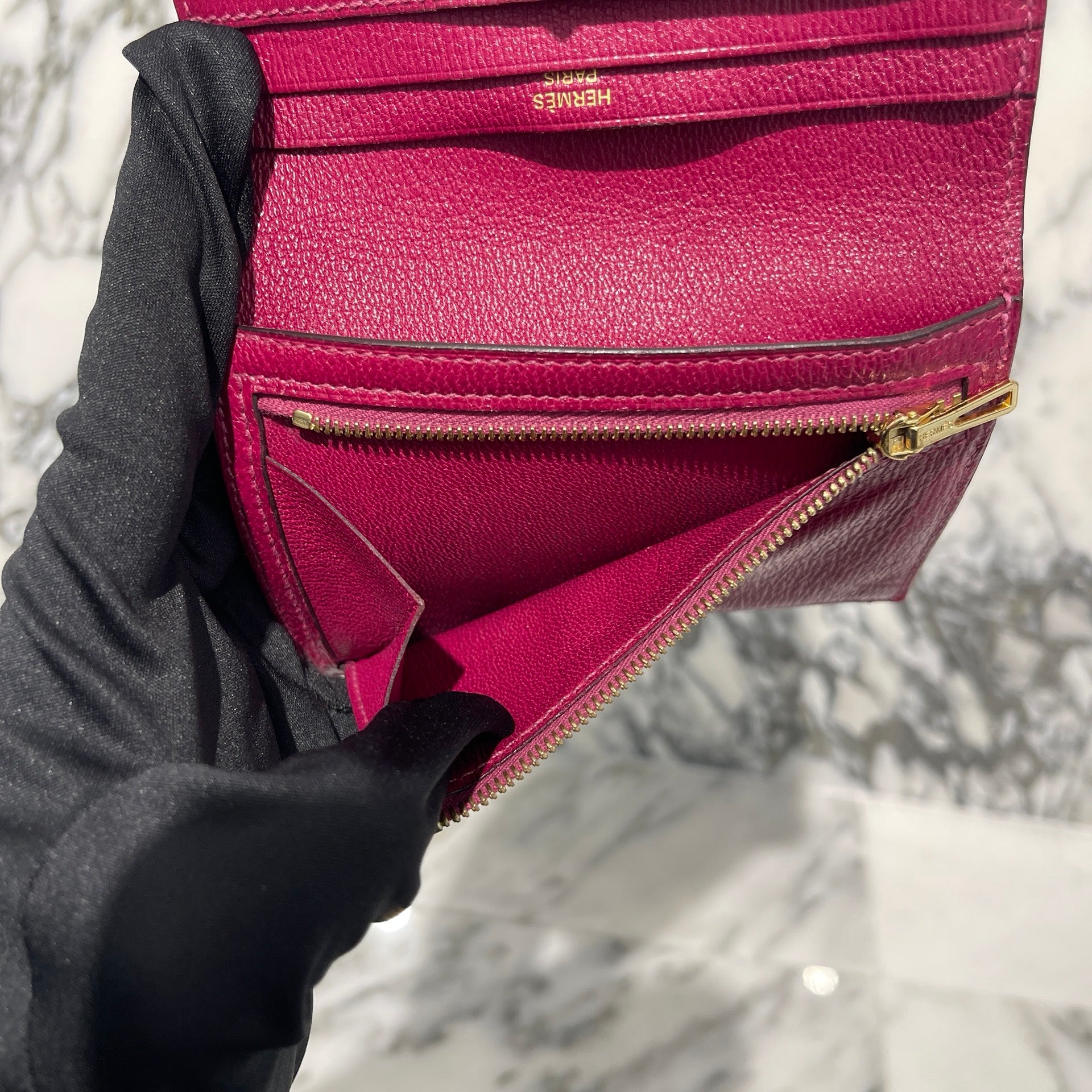 HERMES Bearn Compact Wallet Alligator "Rose Scheherazade" D刻印 エルメス ベアンコンパクト アリゲーター ”ローズシェヘラザード"