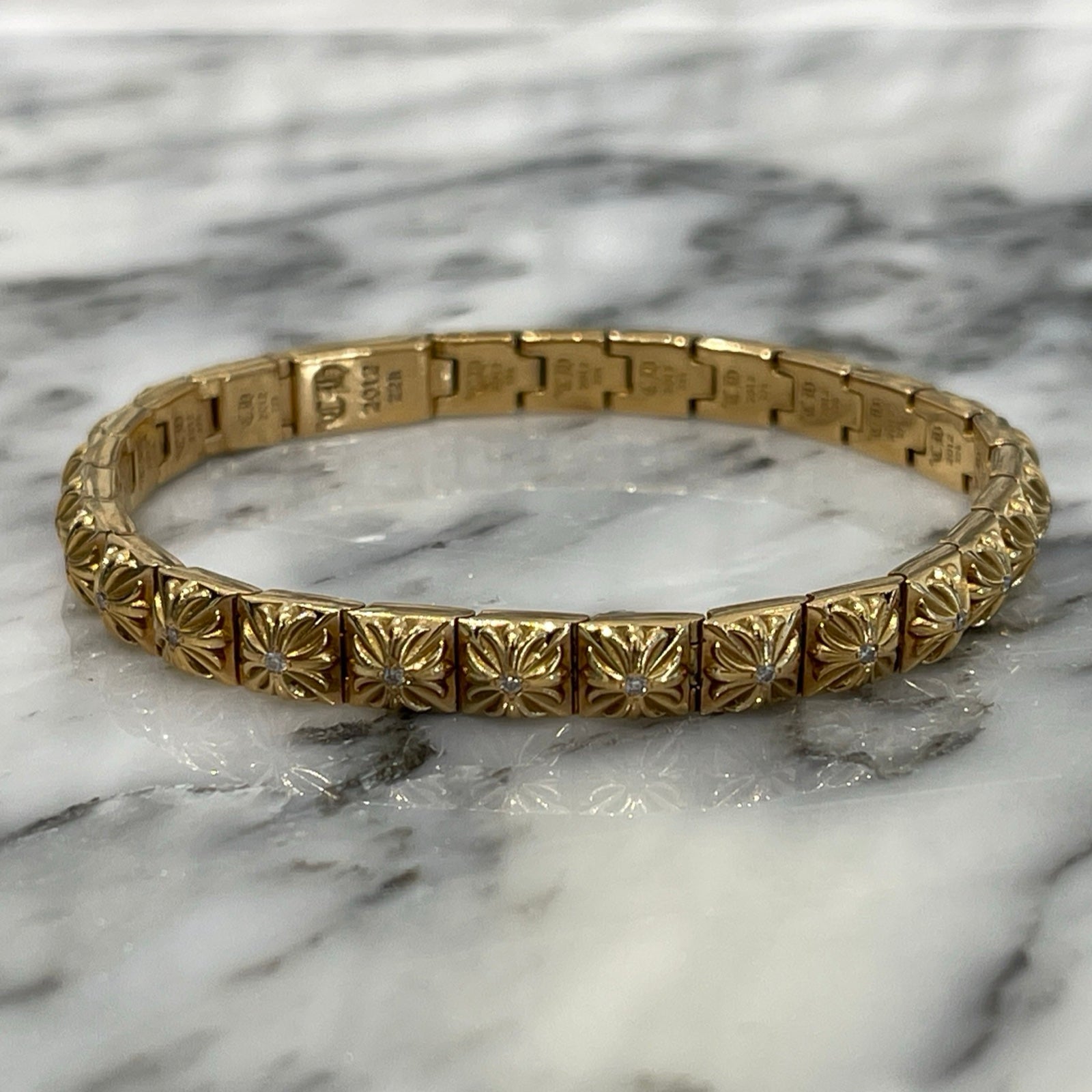 CHROME HEARTS 22K PYRAMID PLS LNK BRACELET クロムハーツ 22K ピラミッドプラスリンク ブレスレット パヴェダイヤ