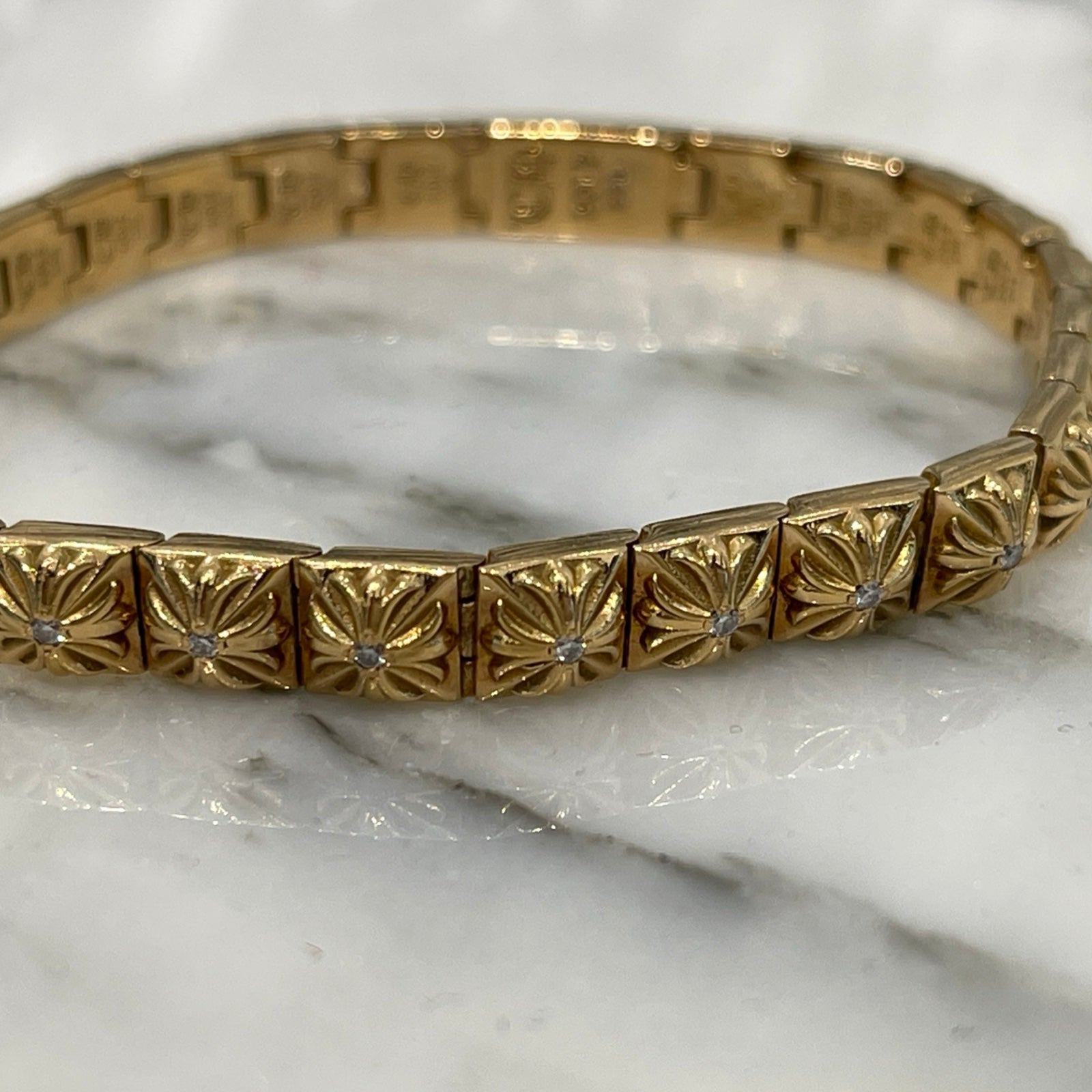 CHROME HEARTS 22K PYRAMID PLS LNK BRACELET クロムハーツ 22K ピラミッドプラスリンク ブレスレット パヴェダイヤ