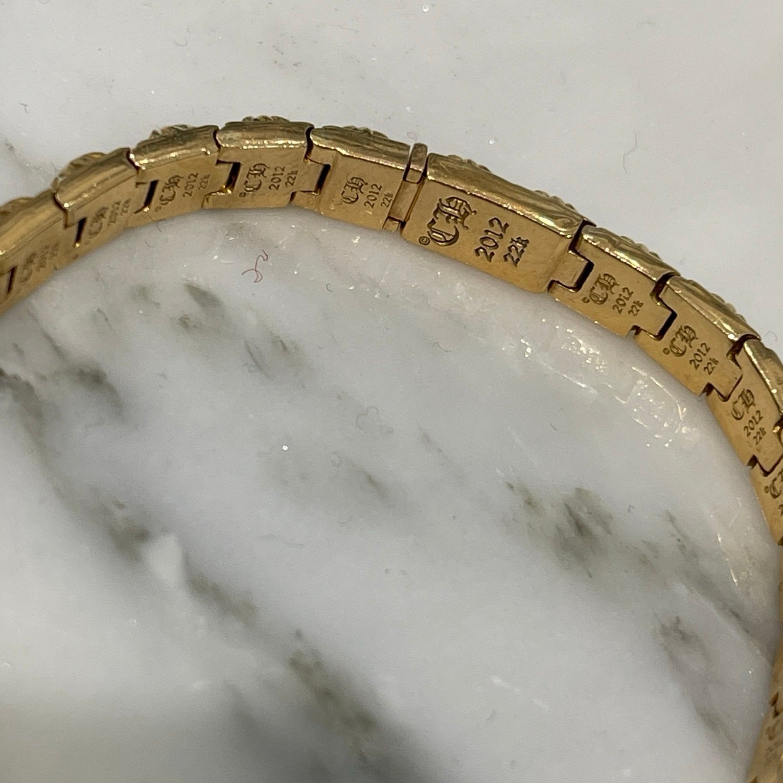 CHROME HEARTS 22K PYRAMID PLS LNK BRACELET クロムハーツ 22K ピラミッドプラスリンク ブレスレット パヴェダイヤ