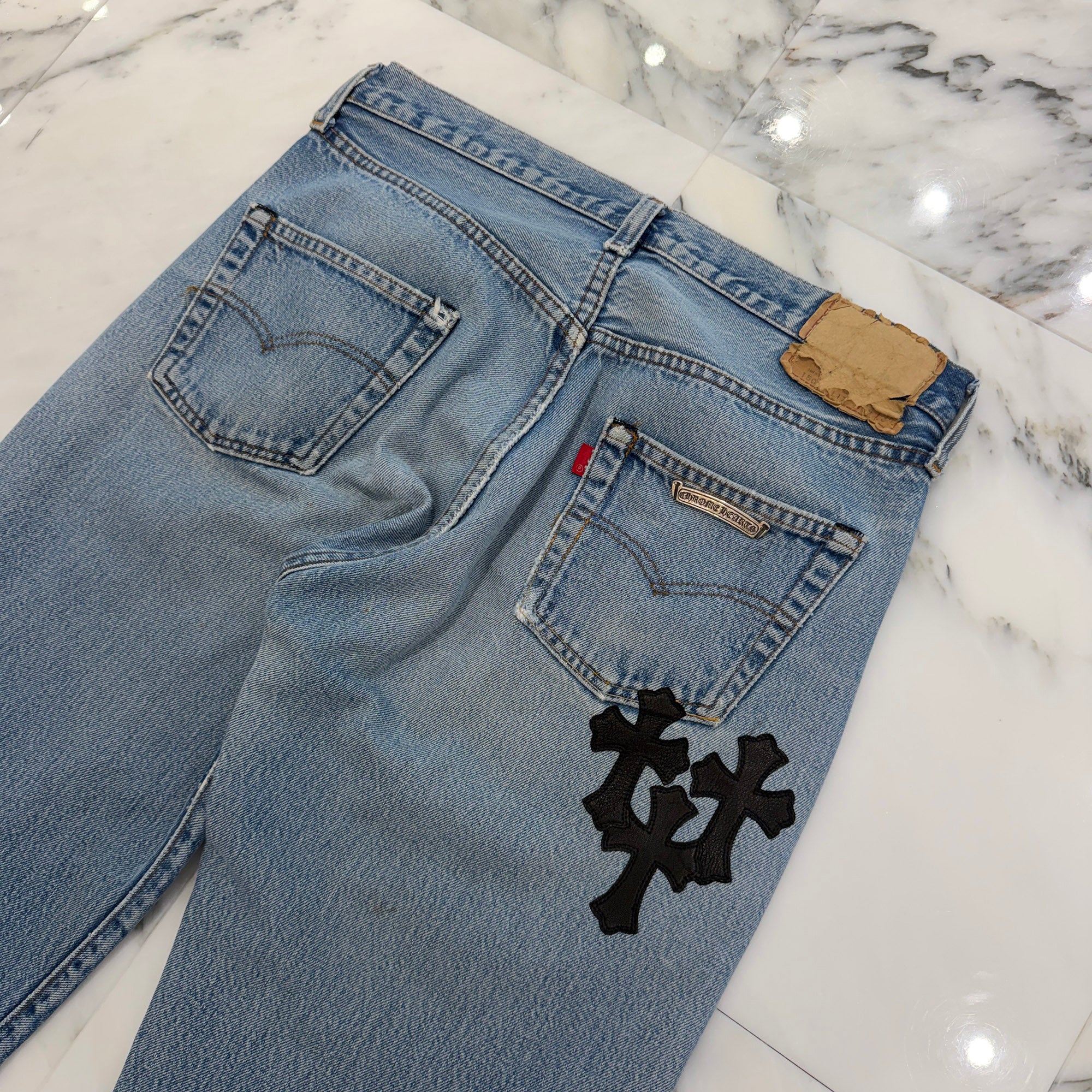 CHROME HEARTS × Levi's VNTG Leather Cross Patch Denim Pants Size 31 クロムハーツ × リーバイス ヴィンテージ レザークロスパッチ デニムパンツ サイズ31