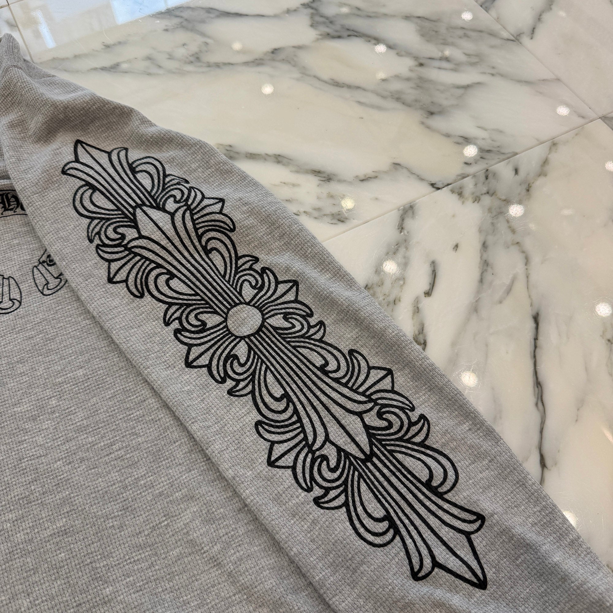 CHROME HEARTS 2025SS Floral Cross Horseshoe Thermal Long Sleeve Tee Size XL クロムハーツ フローラルクロス ホースシュー サーマル ロングスリーブ Tシャツ サイズXL
