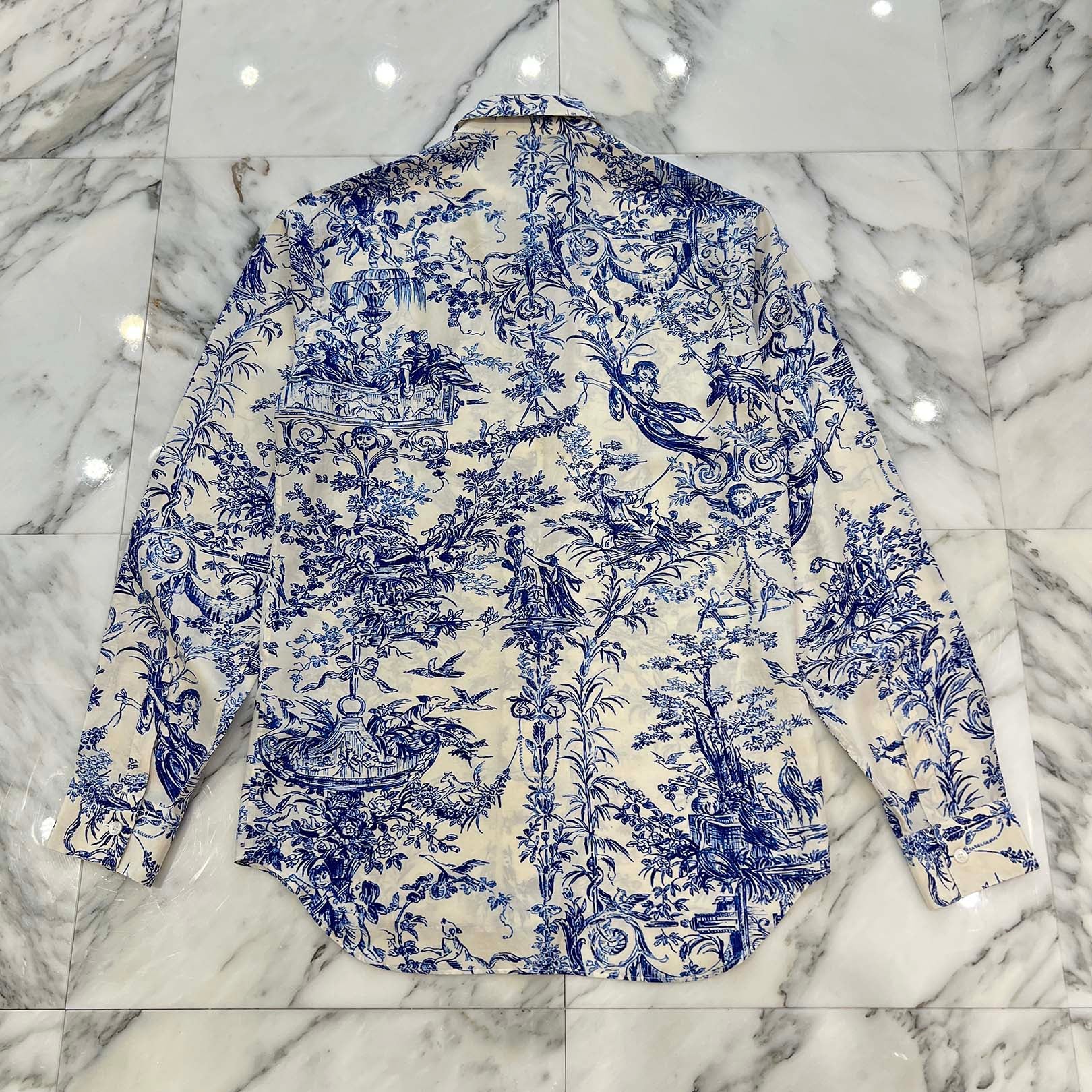 ディオール トワル ドゥ ジュイ ネイビー ブラウス DIOR 2019SS Toile De Jouy Silk Long Sleeved Shirt 023C501G4854