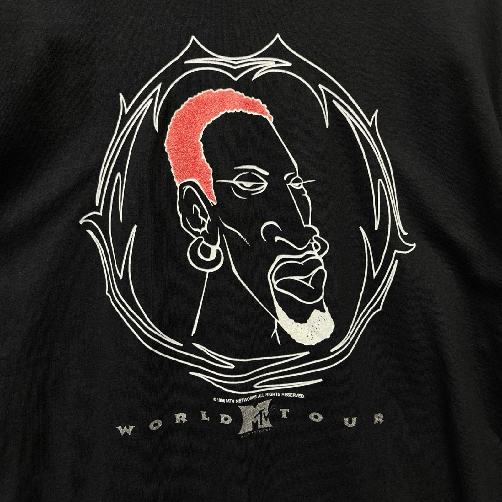 Vintage 90's Dennis Rodman 1996 World MTV Tour S/S Tee Size L