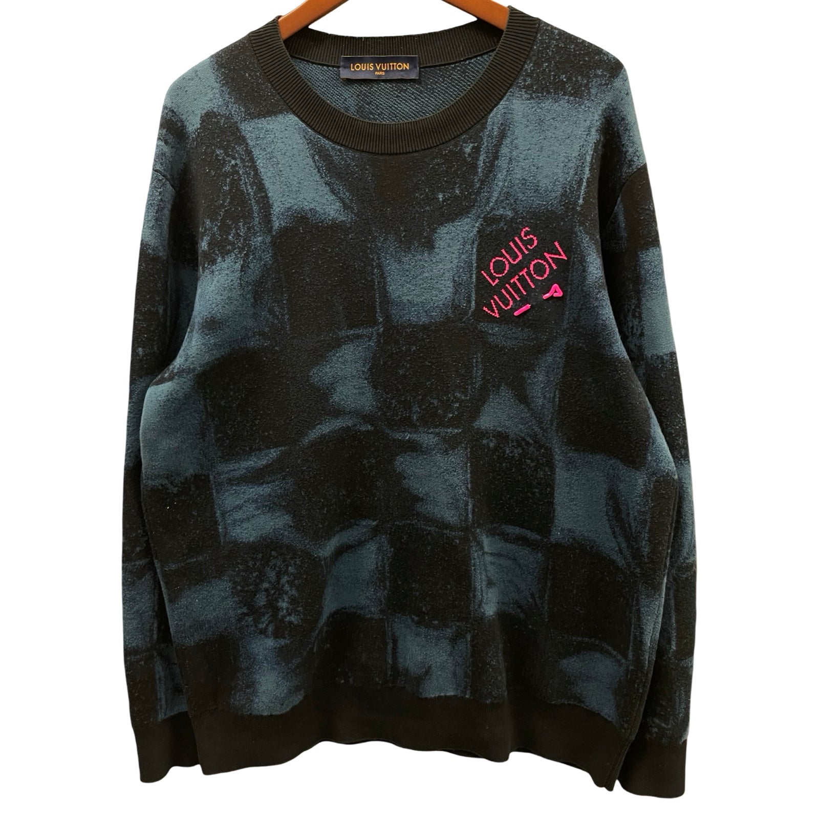 LOUIS VUITTON 2021AW Damier Salt Jacquard Crewneck Knit Sweater Size L