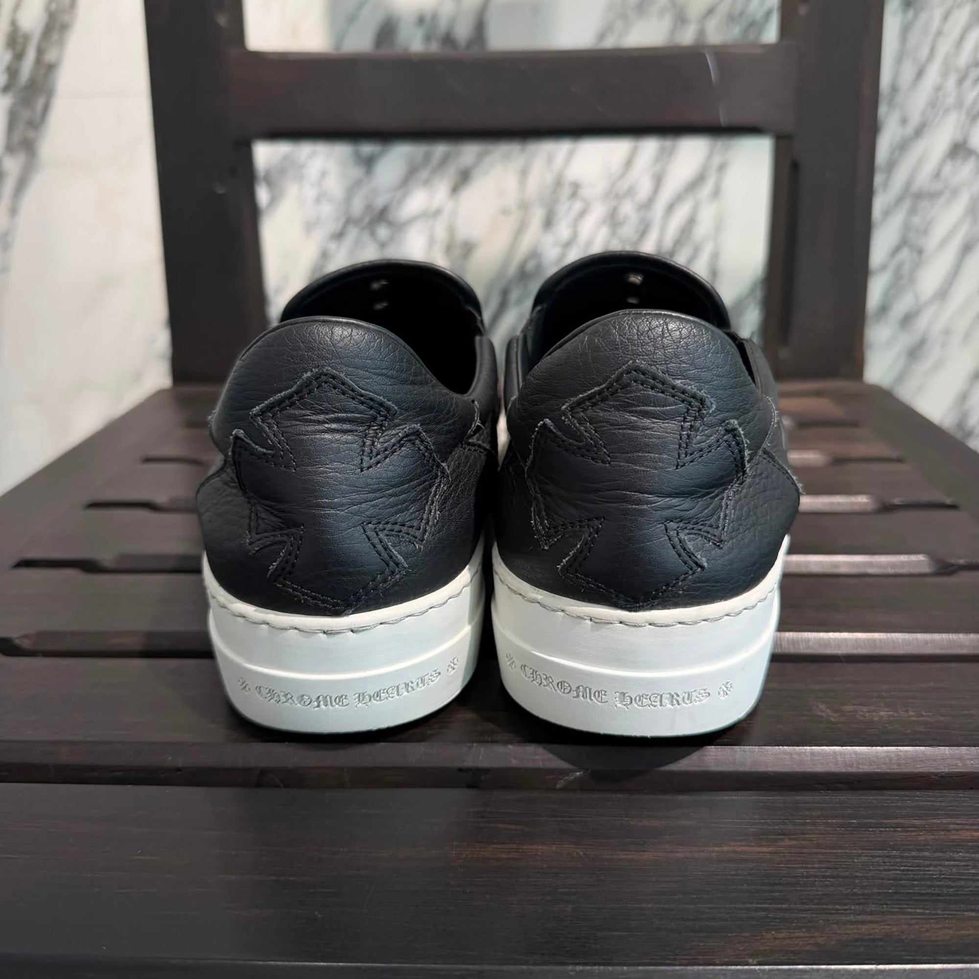 CHROME HEARTS CH Plus Leather Patch Dagger Slip On Size 41(約26.0cm 〜 26.5cm) クロムハーツ CHプラス レザーパッチ ダガー スリッポン サイズ41(約26.0cm 〜 26.5cm)